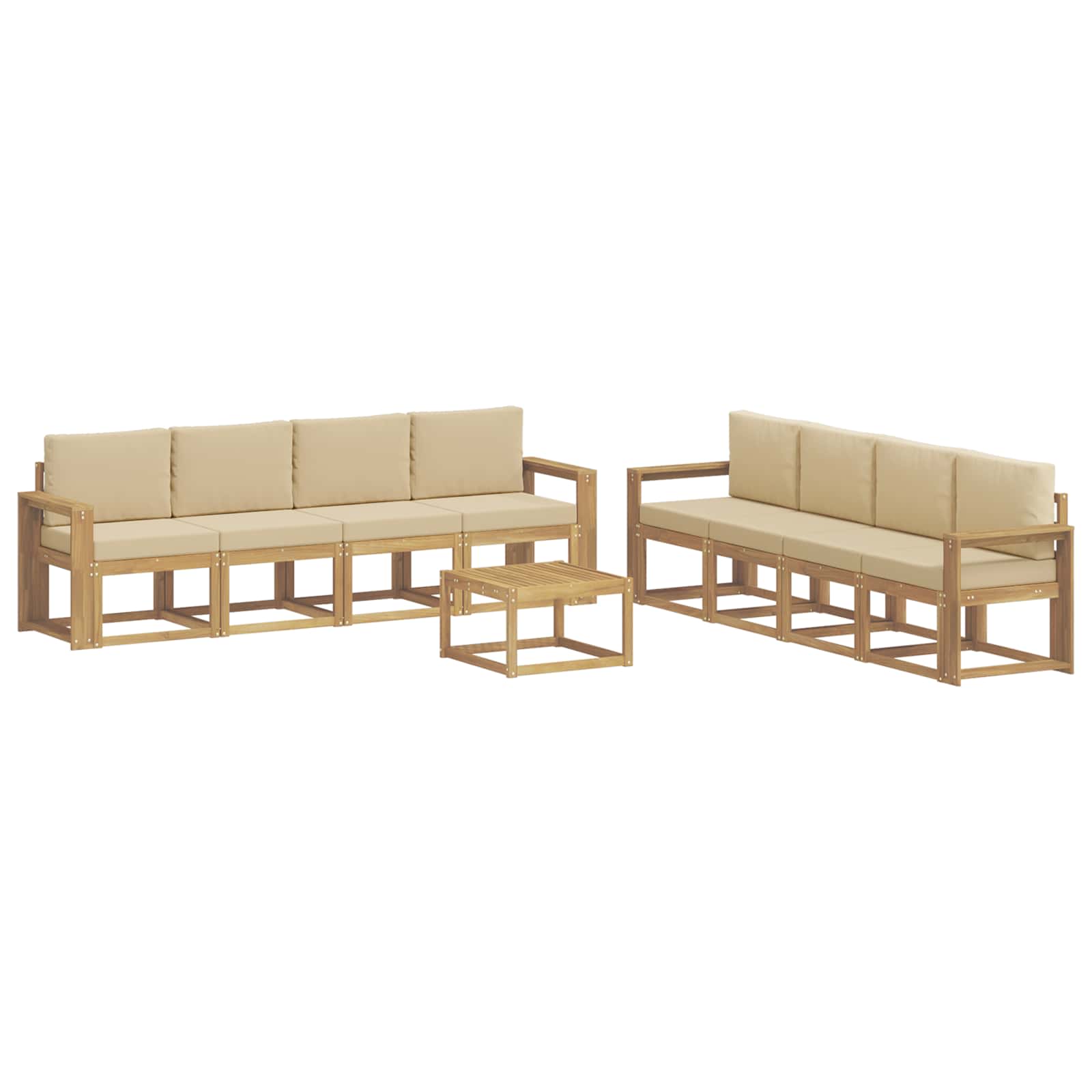 Buiten bankenset met kussen 9 pcs Wit en Beige is nu te koop bij PeponiXL, paradijselijk wonen!