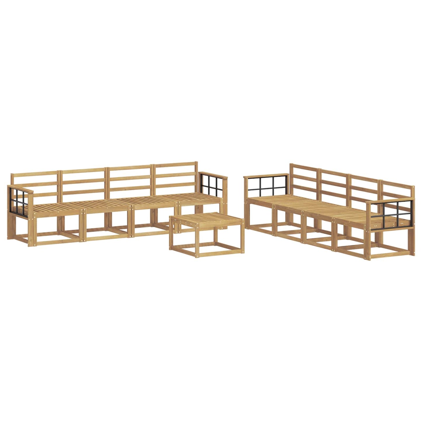 Buiten bankenset 9 pcs Wit 59 x 59 x 37 cm Massief Acaciahout