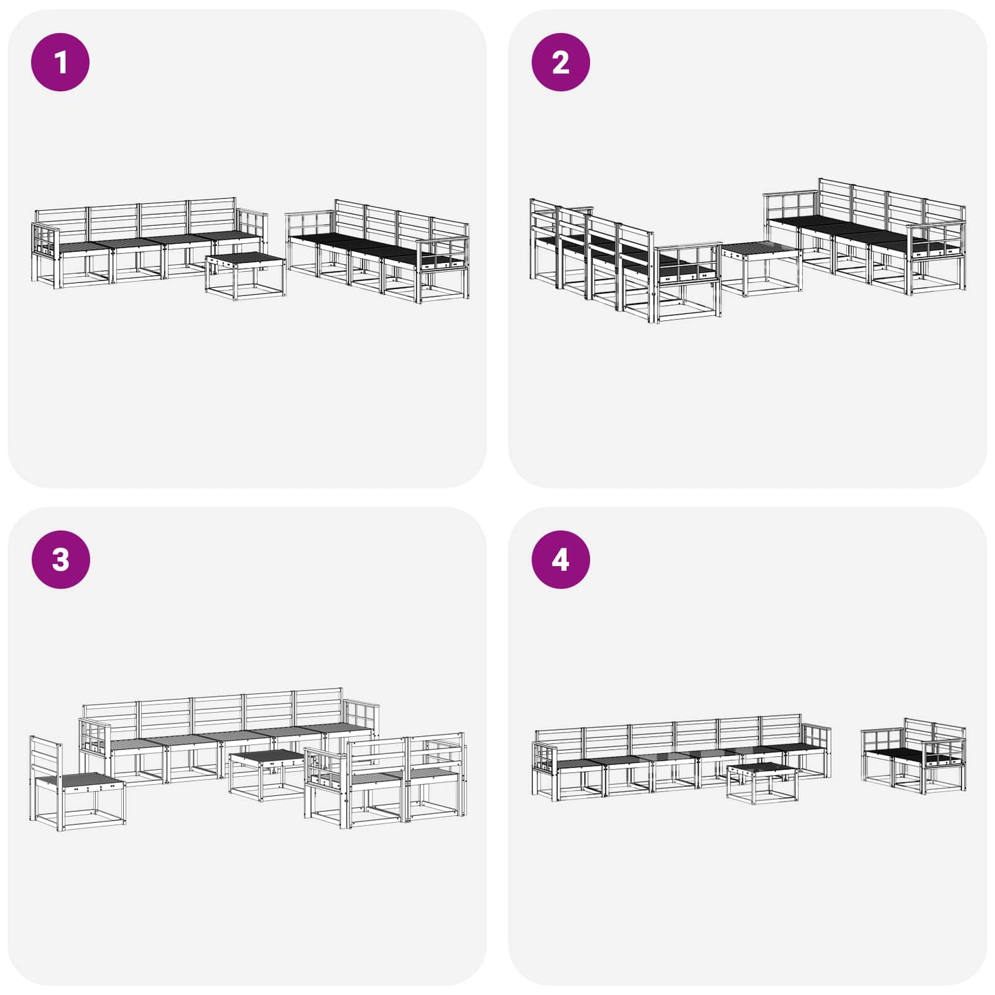 Buiten bankenset 9 pcs Wit 59 x 59 x 37 cm Massief Acaciahout