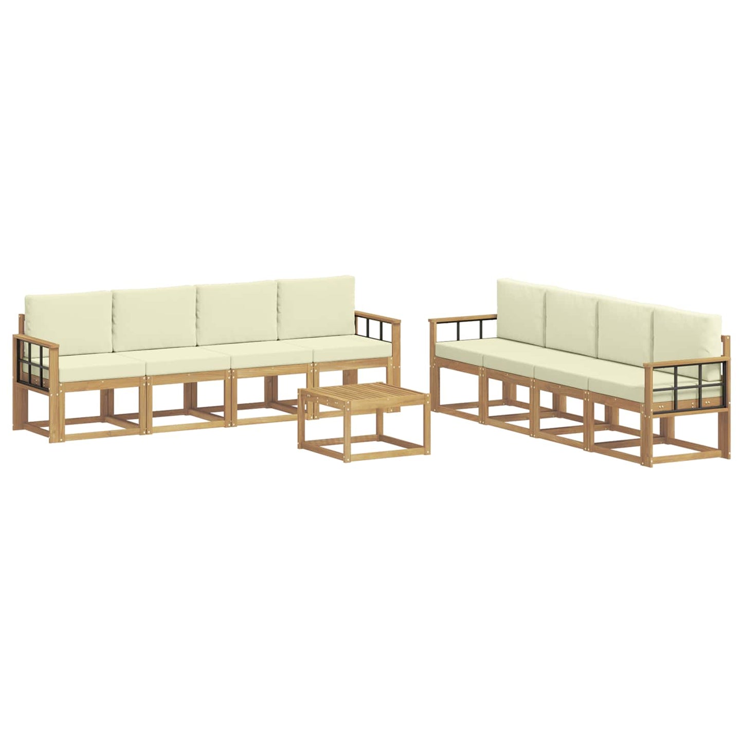 Buiten bankenset met kussen 9 pcs Wit en crèmekleurig is nu te koop bij PeponiXL, paradijselijk wonen!