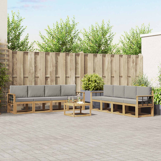 Buiten bankenset 9 pcs Wit en Lichtgrijs 59 x 59 x 37 cm is nu te koop bij PeponiXL, paradijselijk wonen!