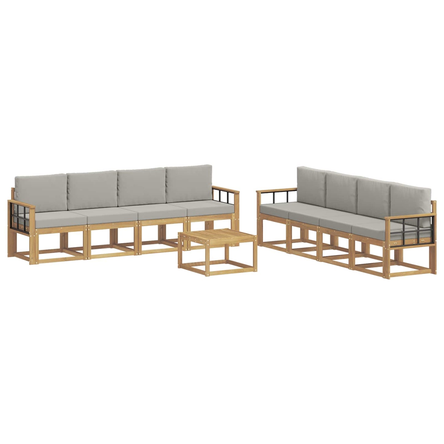 Buiten bankenset 9 pcs Wit en Lichtgrijs 59 x 59 x 37 cm