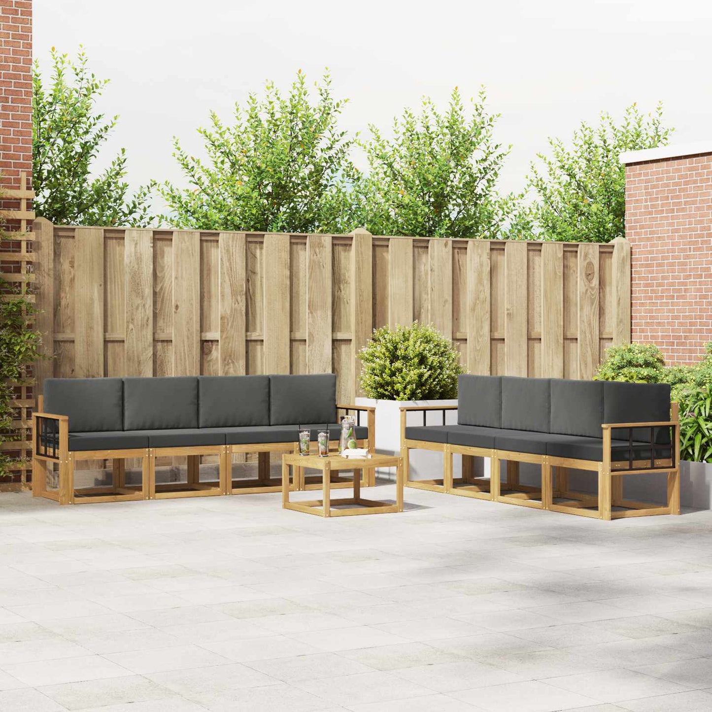 Buiten bankenset met kussen 9 pcs Wit en antracietkleurig is nu te koop bij PeponiXL, paradijselijk wonen!