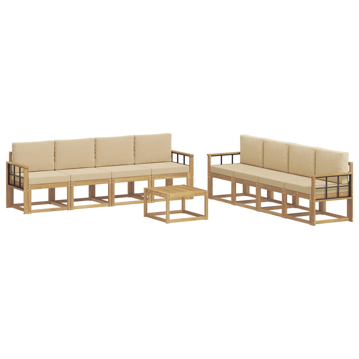 Buiten bankenset met kussen 9 pcs Wit en Beige is nu te koop bij PeponiXL, paradijselijk wonen!
