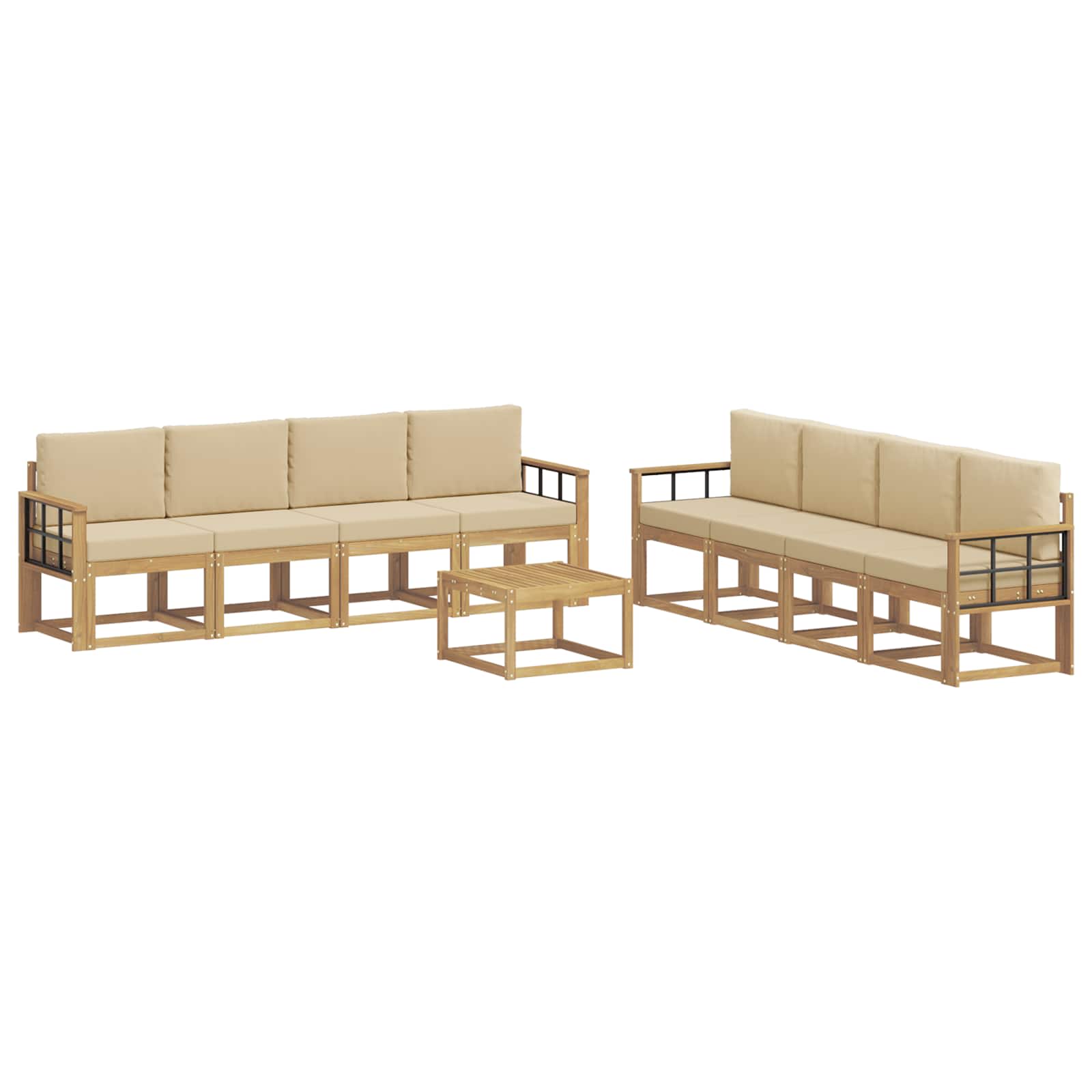 Buiten bankenset met kussen 9 pcs Wit en Beige is nu te koop bij PeponiXL, paradijselijk wonen!