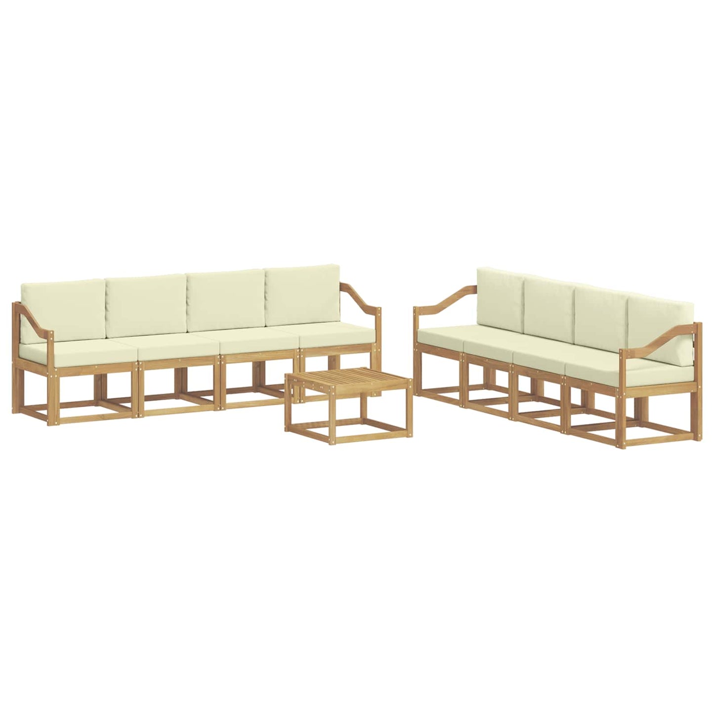 Buiten bankenset met kussen 9 pcs Wit en crèmekleurig is nu te koop bij PeponiXL, paradijselijk wonen!