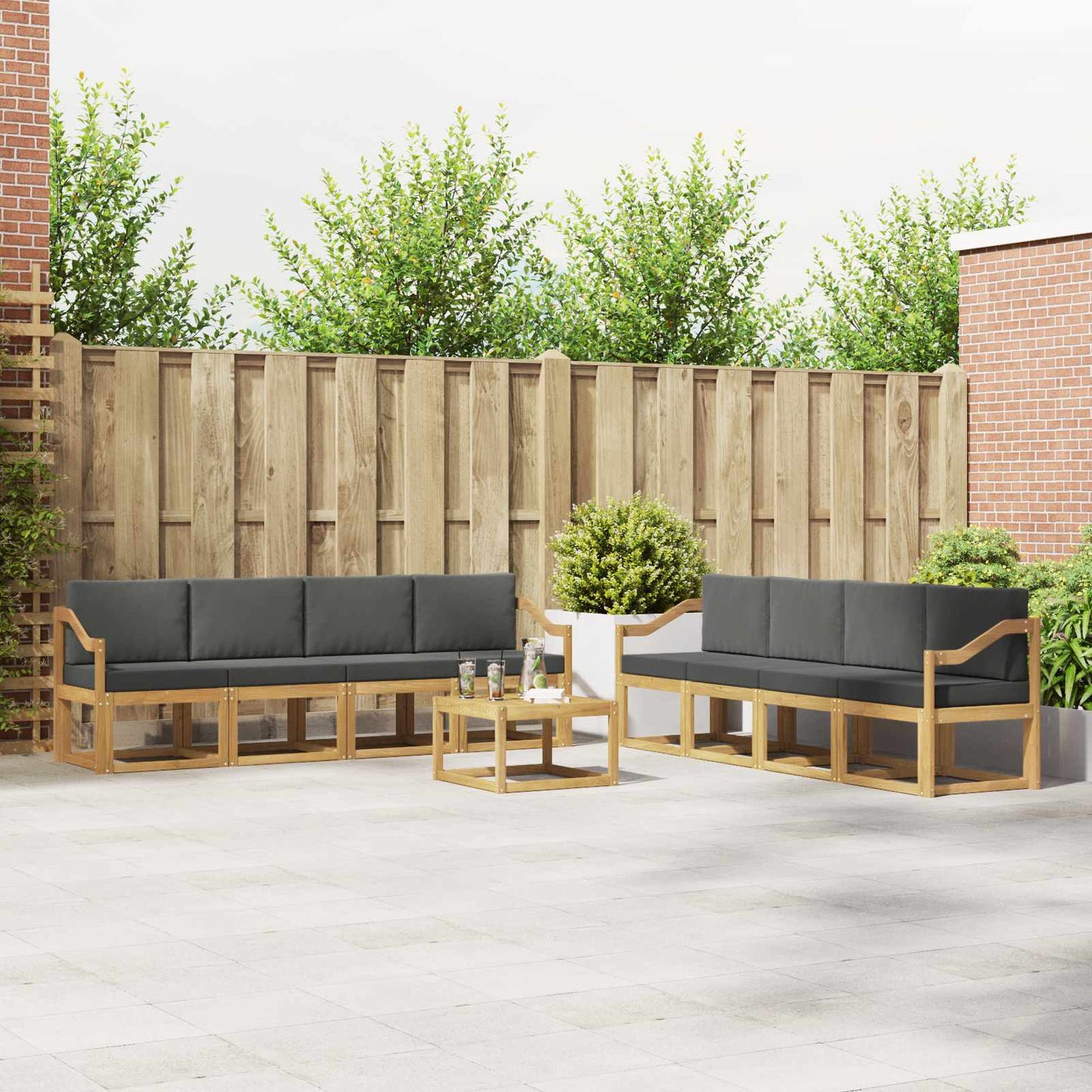 Buiten bankenset met kussen 9 pcs Wit en antracietkleurig is nu te koop bij PeponiXL, paradijselijk wonen!