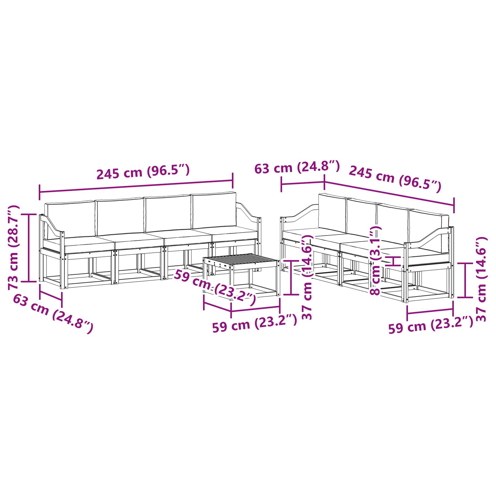 Buiten bankenset met kussen 9 pcs Wit en antracietkleurig is nu te koop bij PeponiXL, paradijselijk wonen!