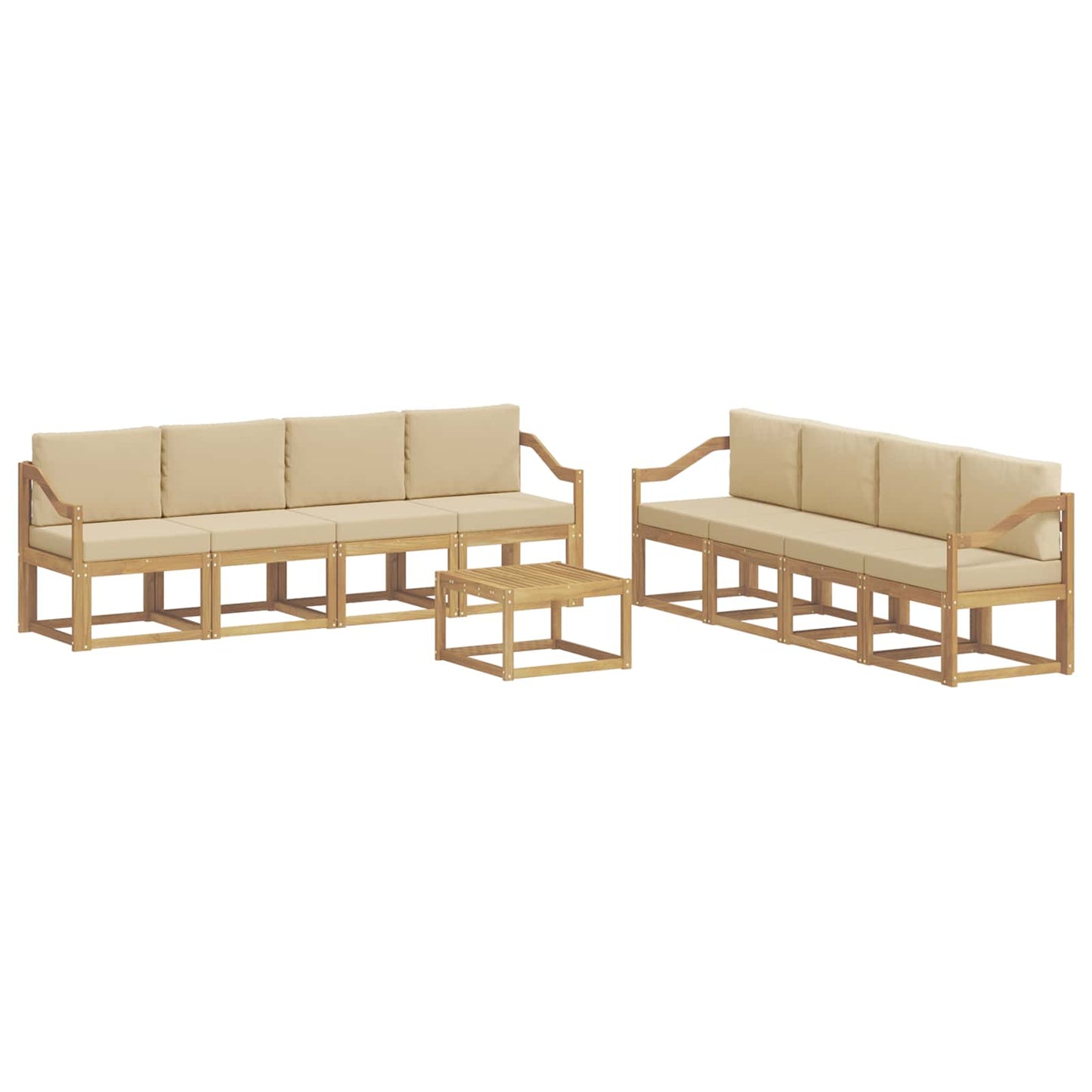 Buiten bankenset met kussen 9 pcs Wit en Beige is nu te koop bij PeponiXL, paradijselijk wonen!