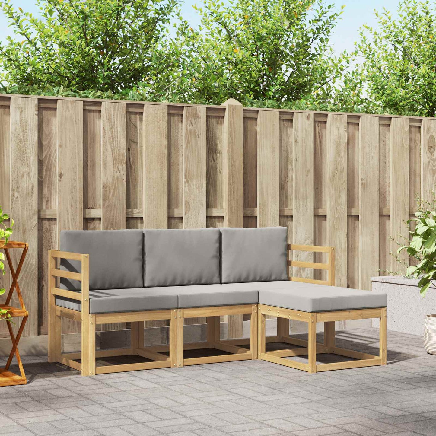 Buiten bankenset 4 pcs Wit en Lichtgrijs 185,5 x 122,5 x 73 cm