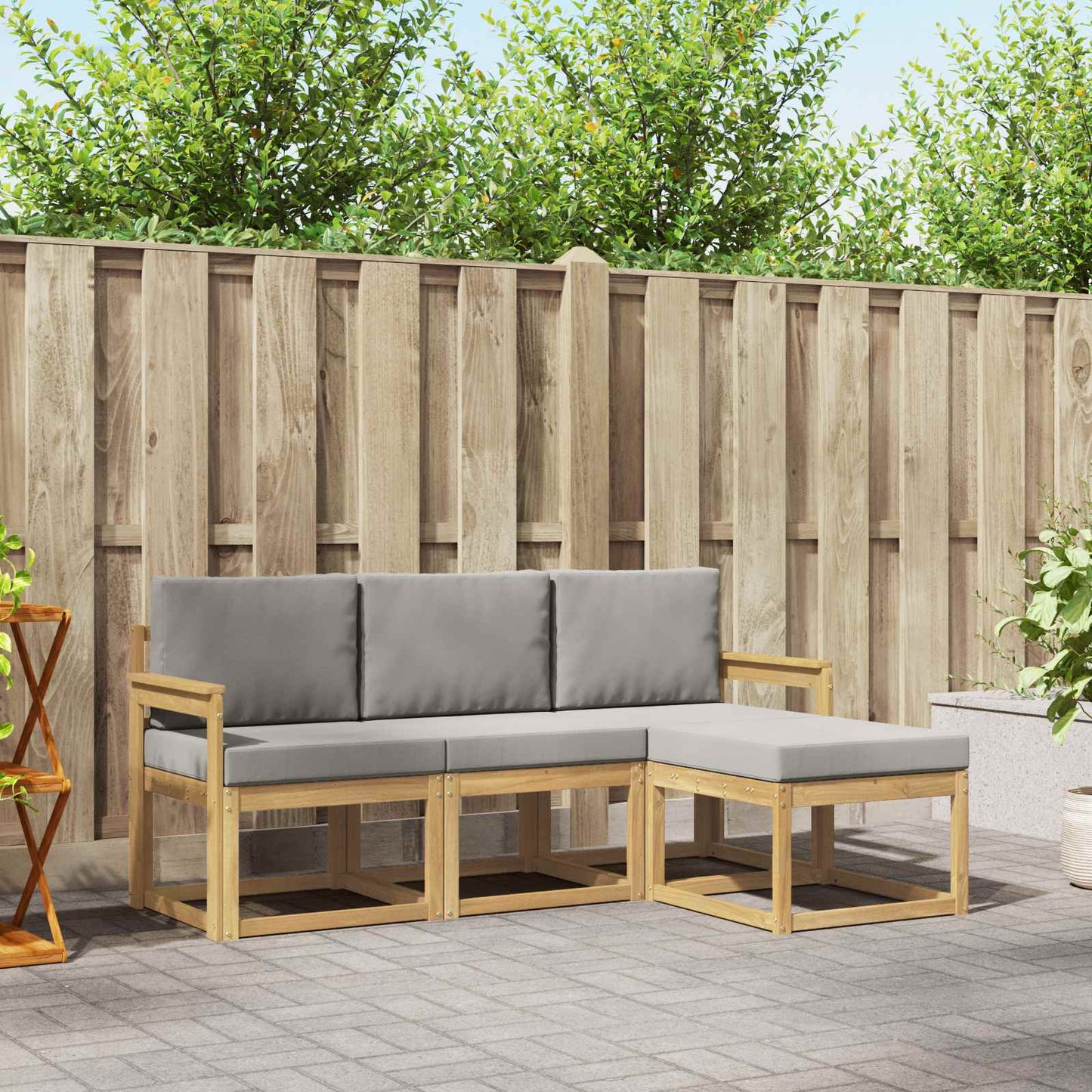 Buiten bankenset 4 pcs Wit en Lichtgrijs 189,5 x 122,5 x 73 cm