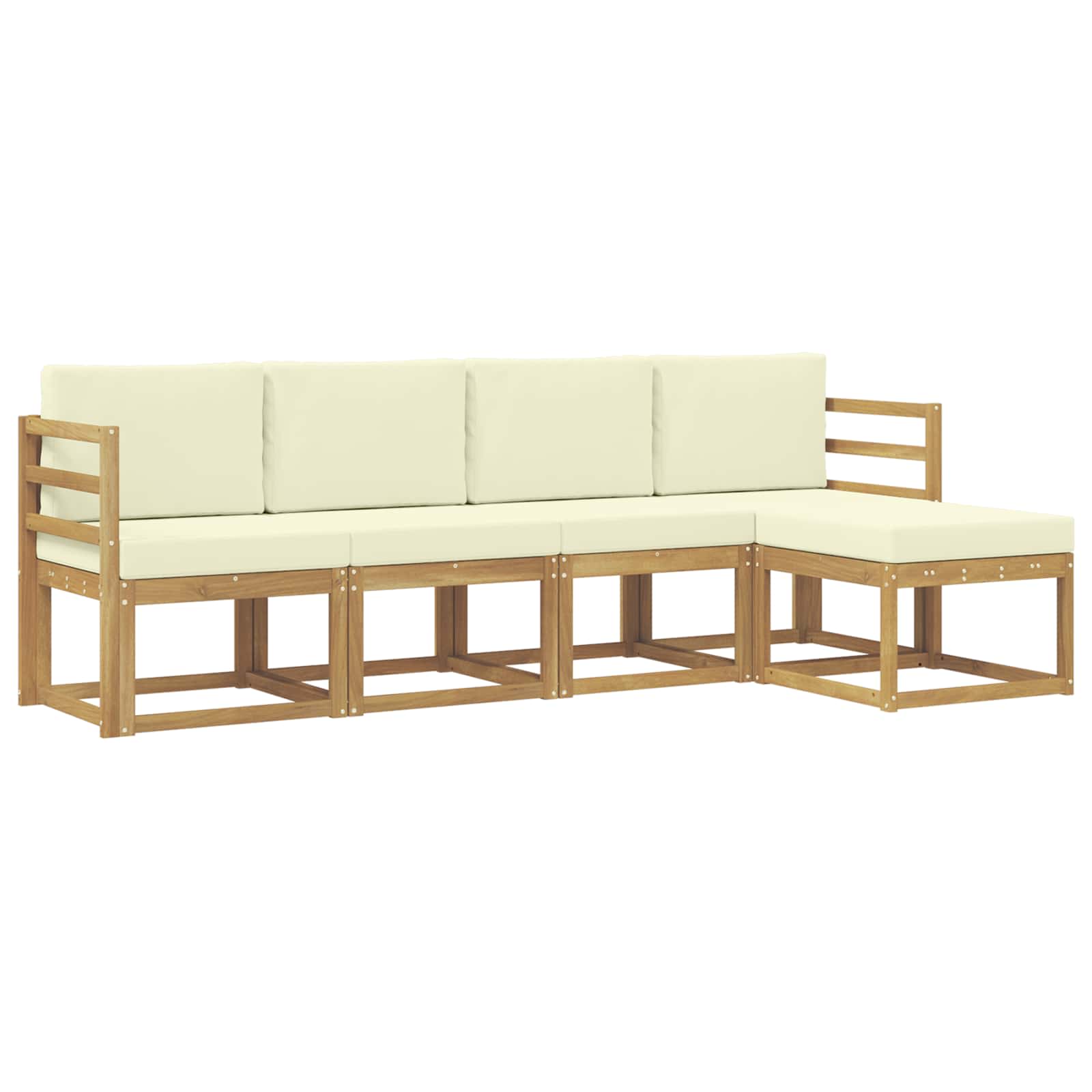 Buiten bankenset met kussen 5 pcs Wit en crèmekleurig is nu te koop bij PeponiXL, paradijselijk wonen!