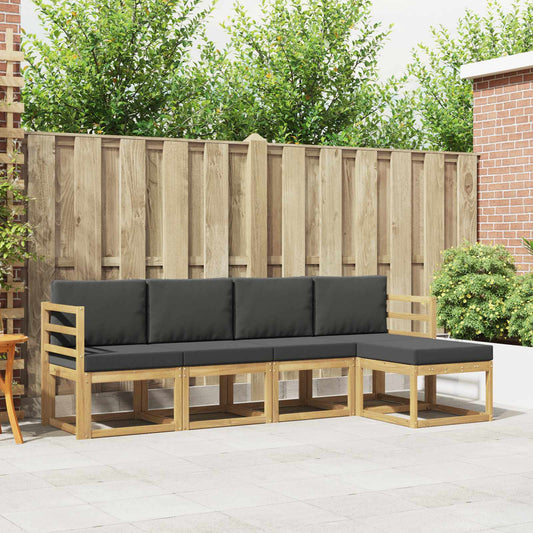 Buiten bankenset met kussen 5 pcs Wit en antracietkleurig is nu te koop bij PeponiXL, paradijselijk wonen!