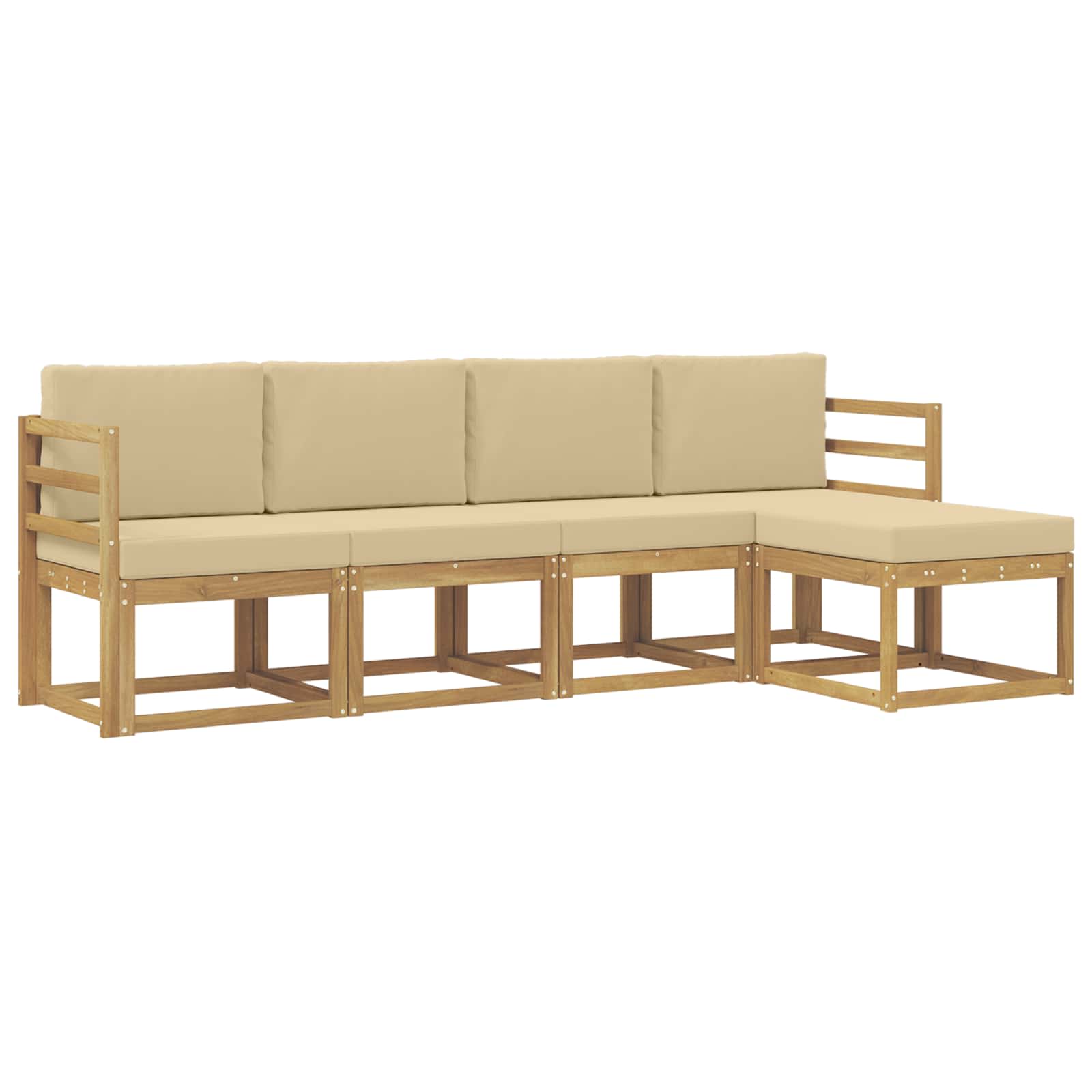 Buiten bankenset met kussen 5 pcs Wit en Beige is nu te koop bij PeponiXL, paradijselijk wonen!