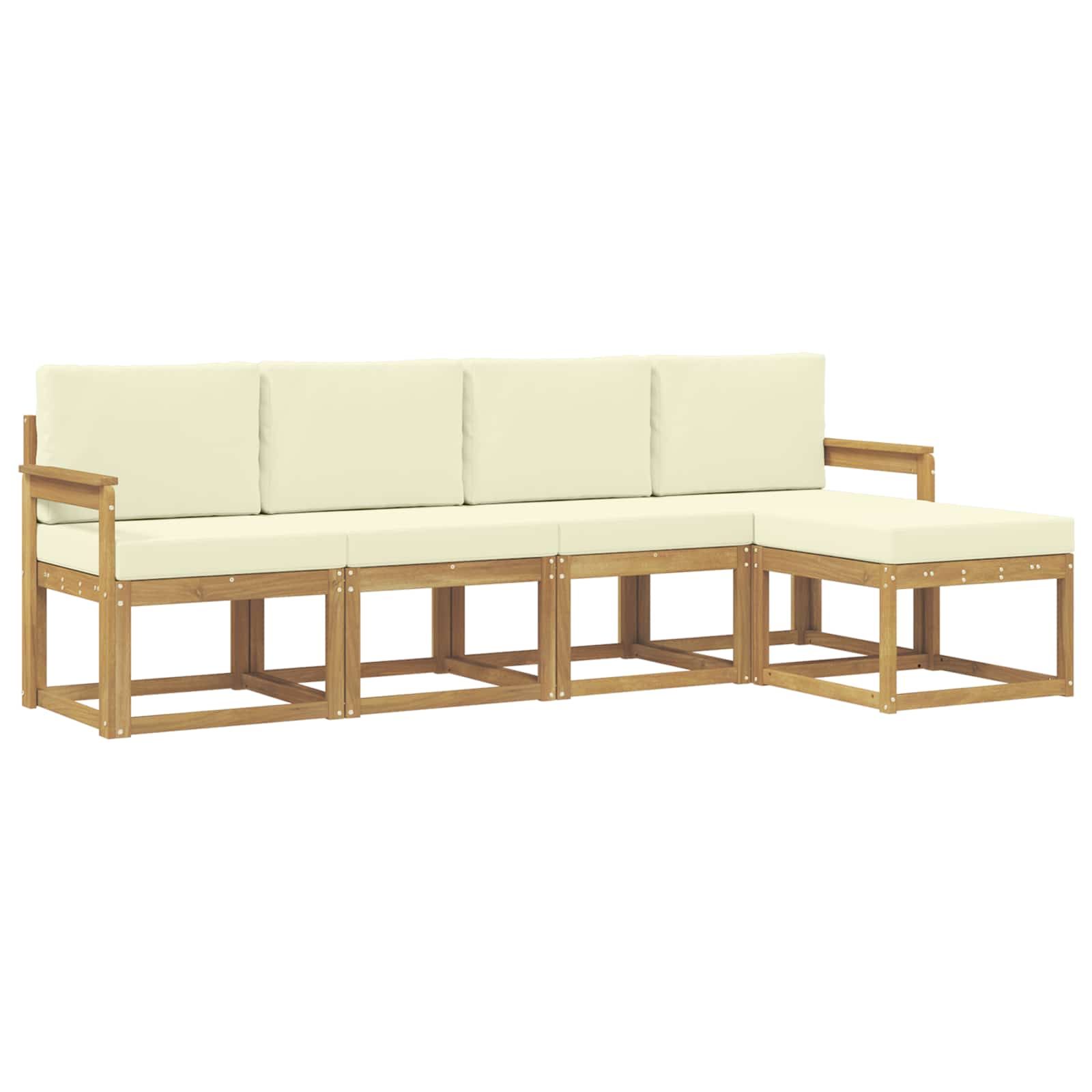 Buiten bankenset met kussen 5 pcs Wit en crèmekleurig is nu te koop bij PeponiXL, paradijselijk wonen!