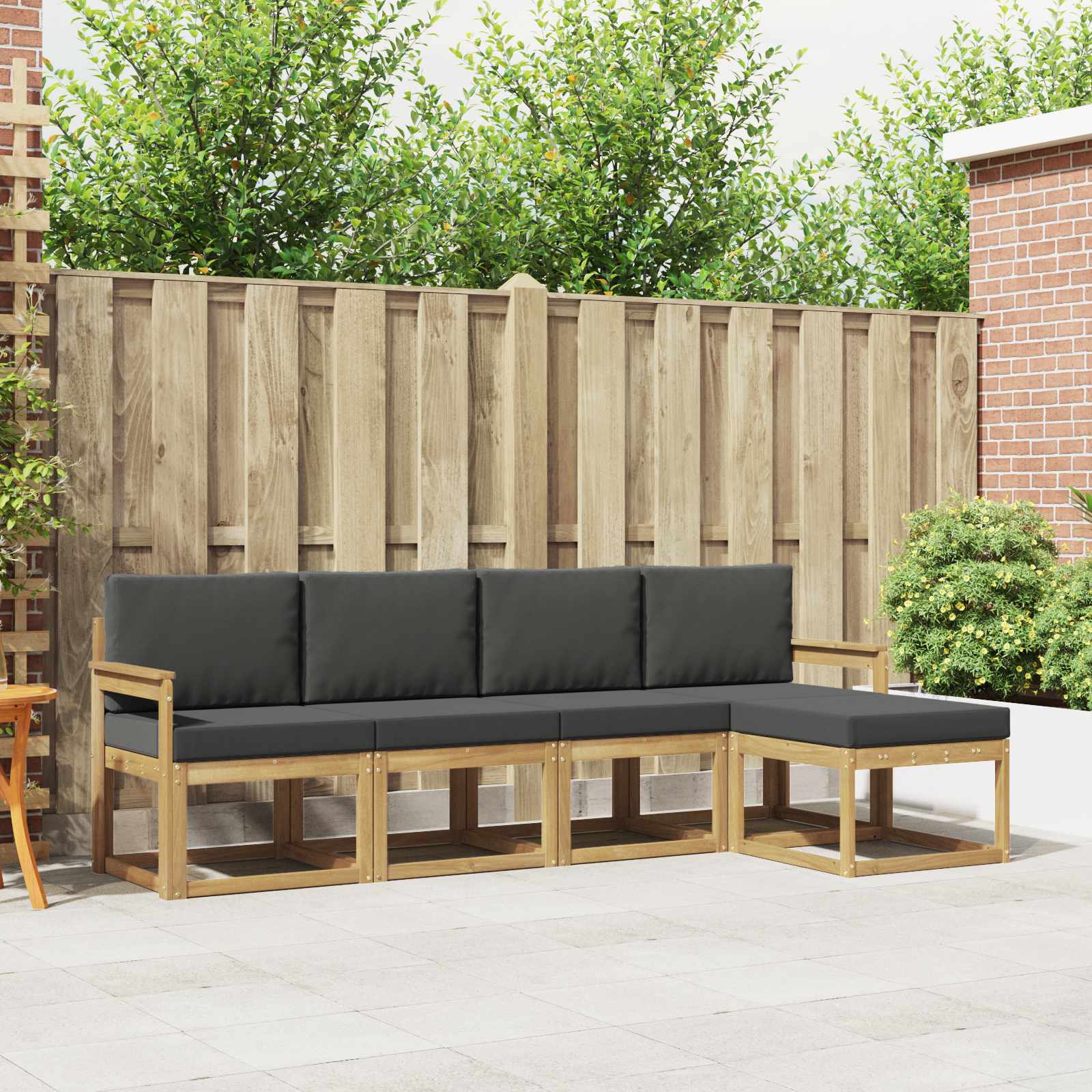 Buiten bankenset met kussen 5 pcs Wit en antracietkleurig is nu te koop bij PeponiXL, paradijselijk wonen!