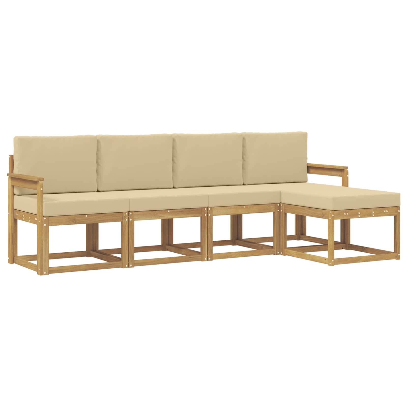 Buiten bankenset met kussen 5 pcs Wit en Beige is nu te koop bij PeponiXL, paradijselijk wonen!