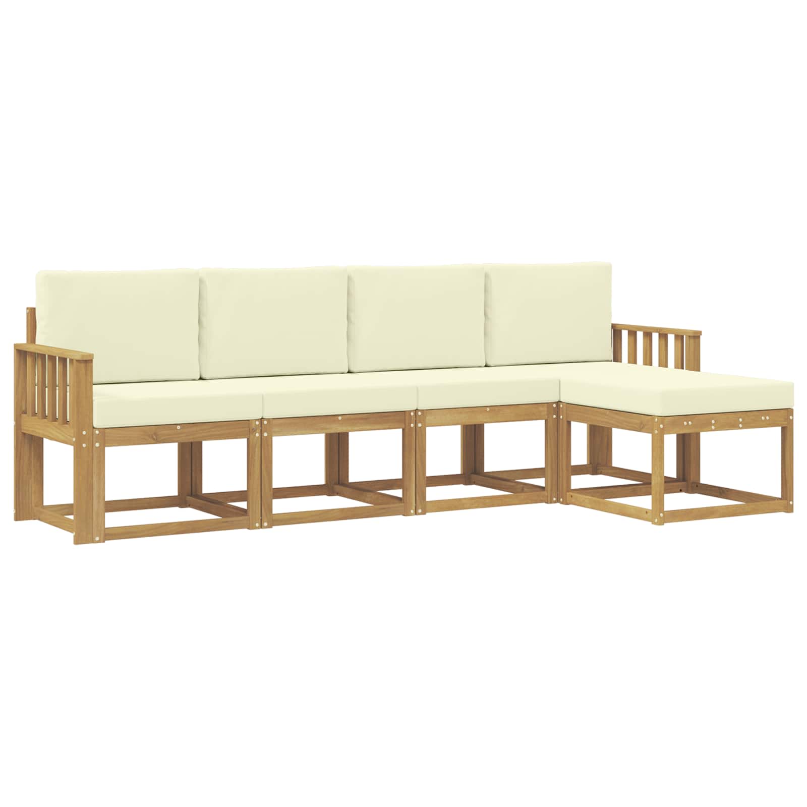Buiten bankenset met kussen 5 pcs Wit en crèmekleurig is nu te koop bij PeponiXL, paradijselijk wonen!