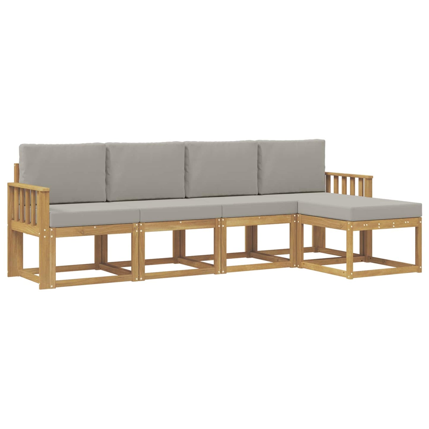 Buiten bankenset 5 pcs Wit en Lichtgrijs 249 x 122,5 x 73 cm