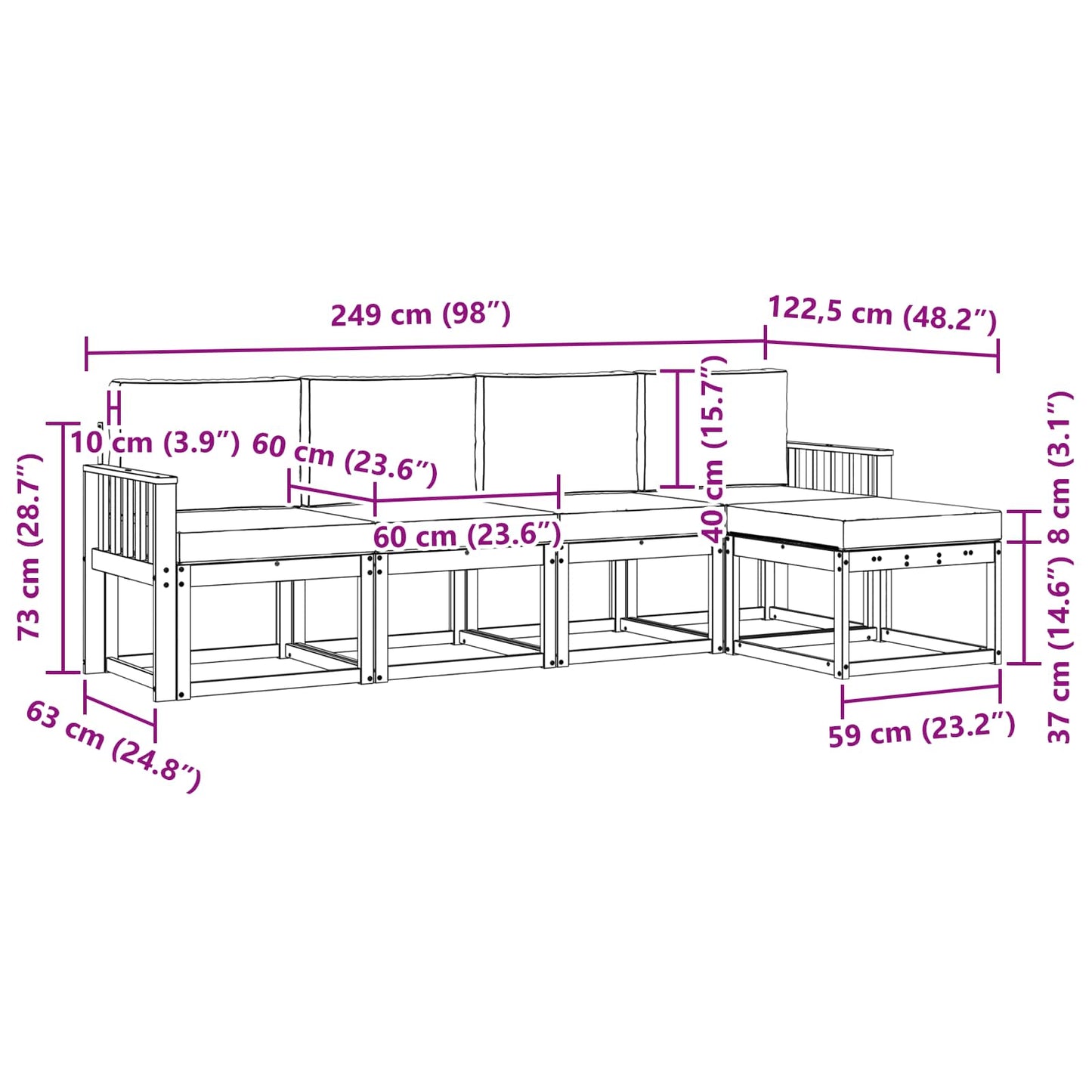Buiten bankenset met kussen 5 pcs Wit en antracietkleurig is nu te koop bij PeponiXL, paradijselijk wonen!