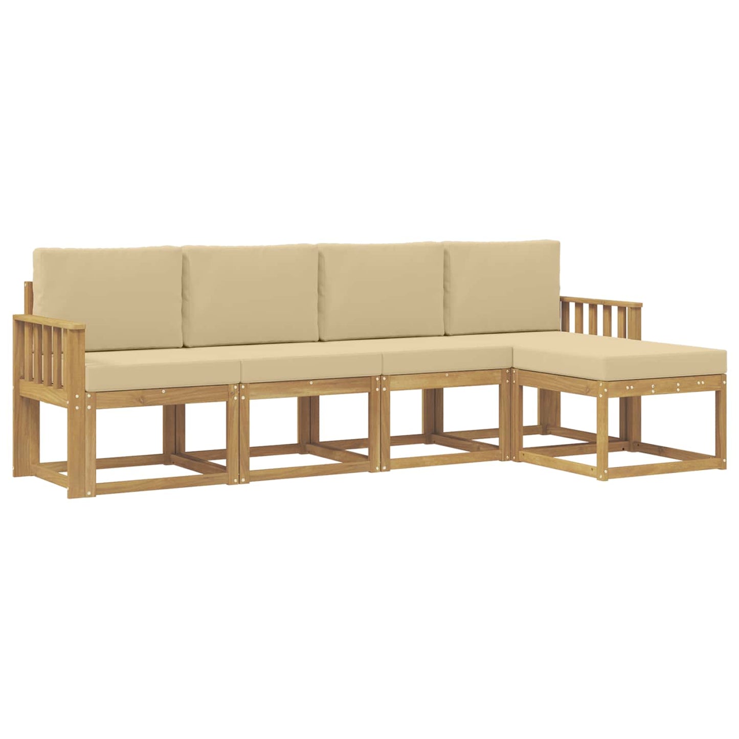 Buiten bankenset met kussen 5 pcs Wit en Beige is nu te koop bij PeponiXL, paradijselijk wonen!