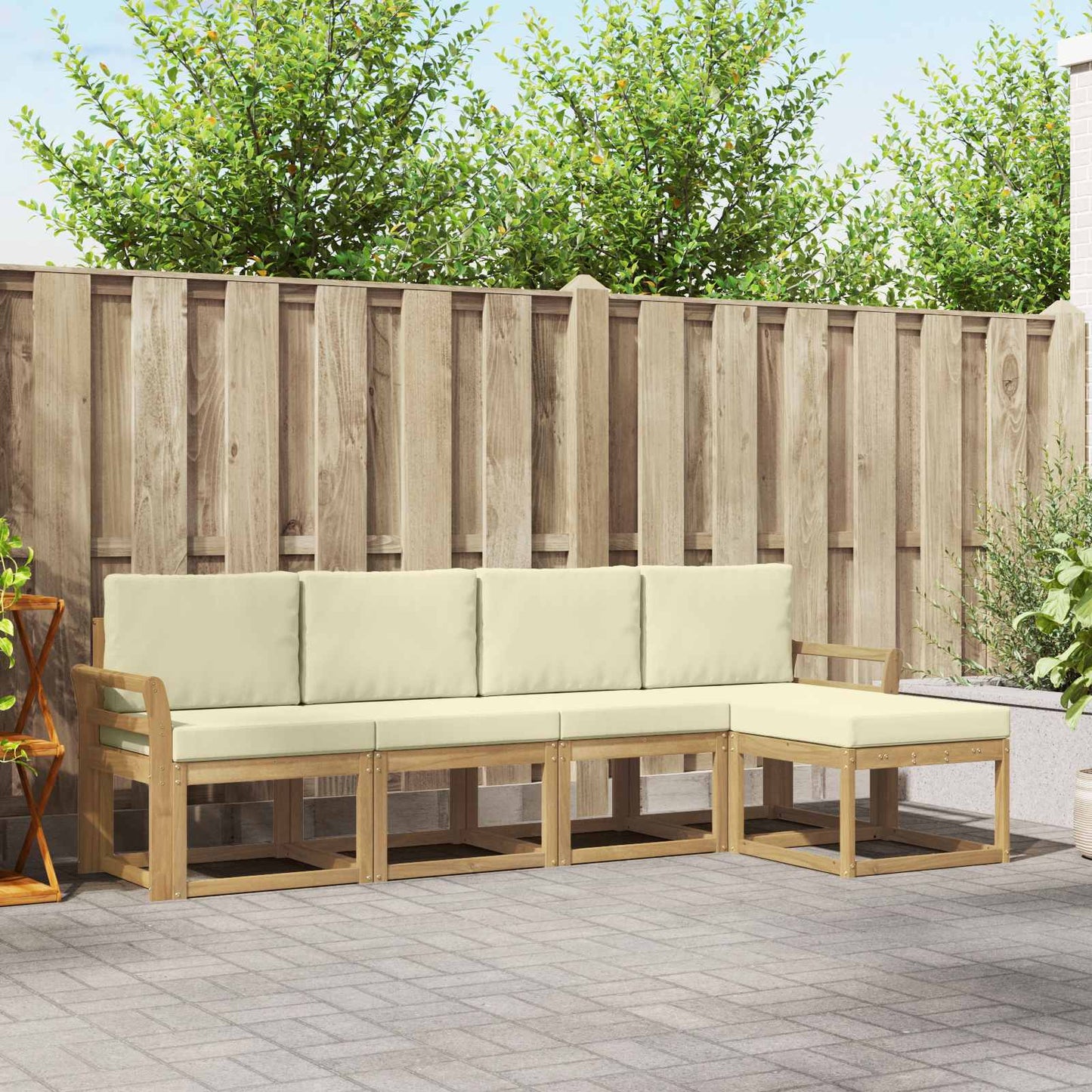 Buiten bankenset met kussen 5 pcs Massief Acaciahout is nu te koop bij PeponiXL, paradijselijk wonen!