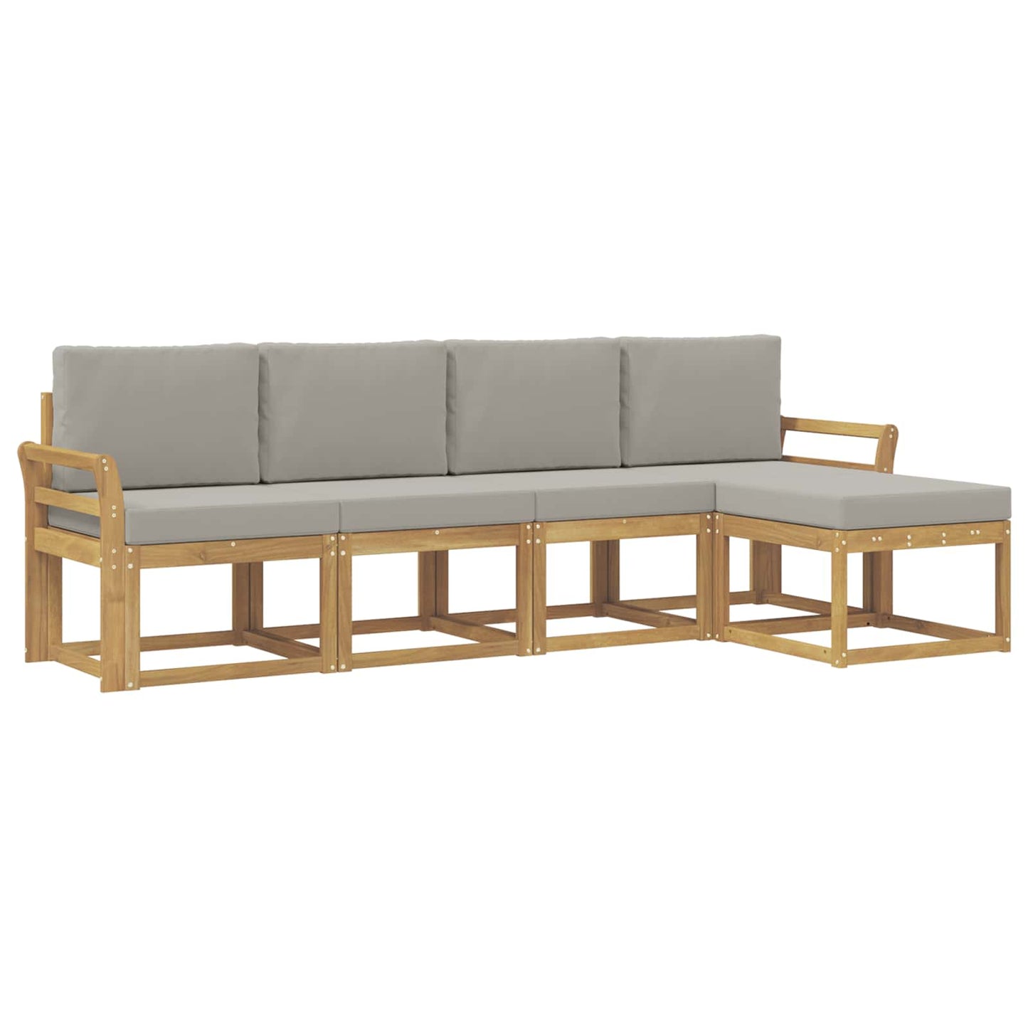 Buiten bankenset 5 pcs Wit en Lichtgrijs 253 x 122,5 x 73 cm