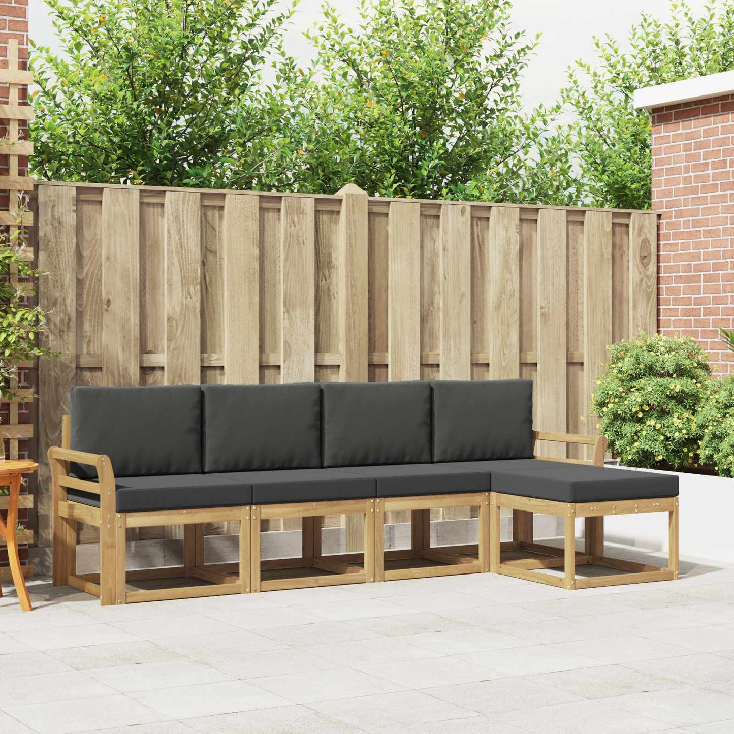 Buiten bankenset met kussen 5 pcs Wit en antracietkleurig is nu te koop bij PeponiXL, paradijselijk wonen!