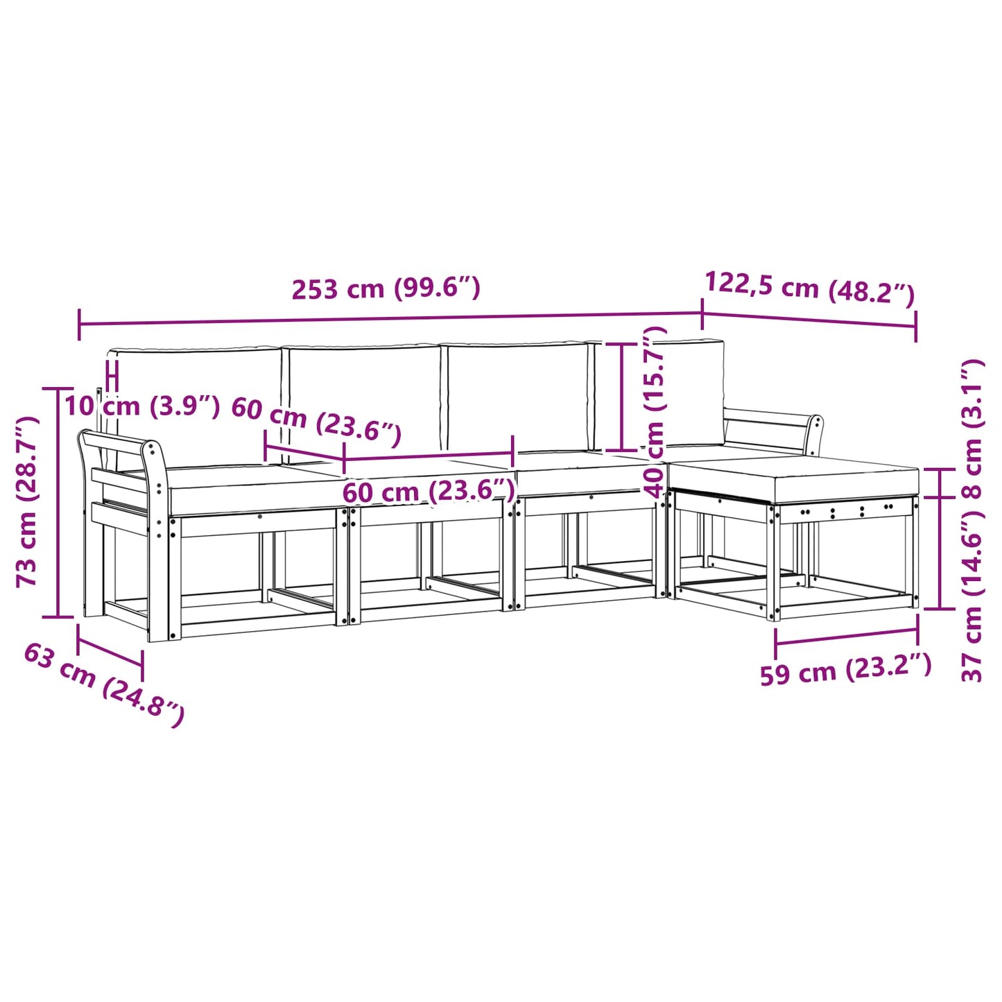 Buiten bankenset met kussen 5 pcs Wit en antracietkleurig is nu te koop bij PeponiXL, paradijselijk wonen!