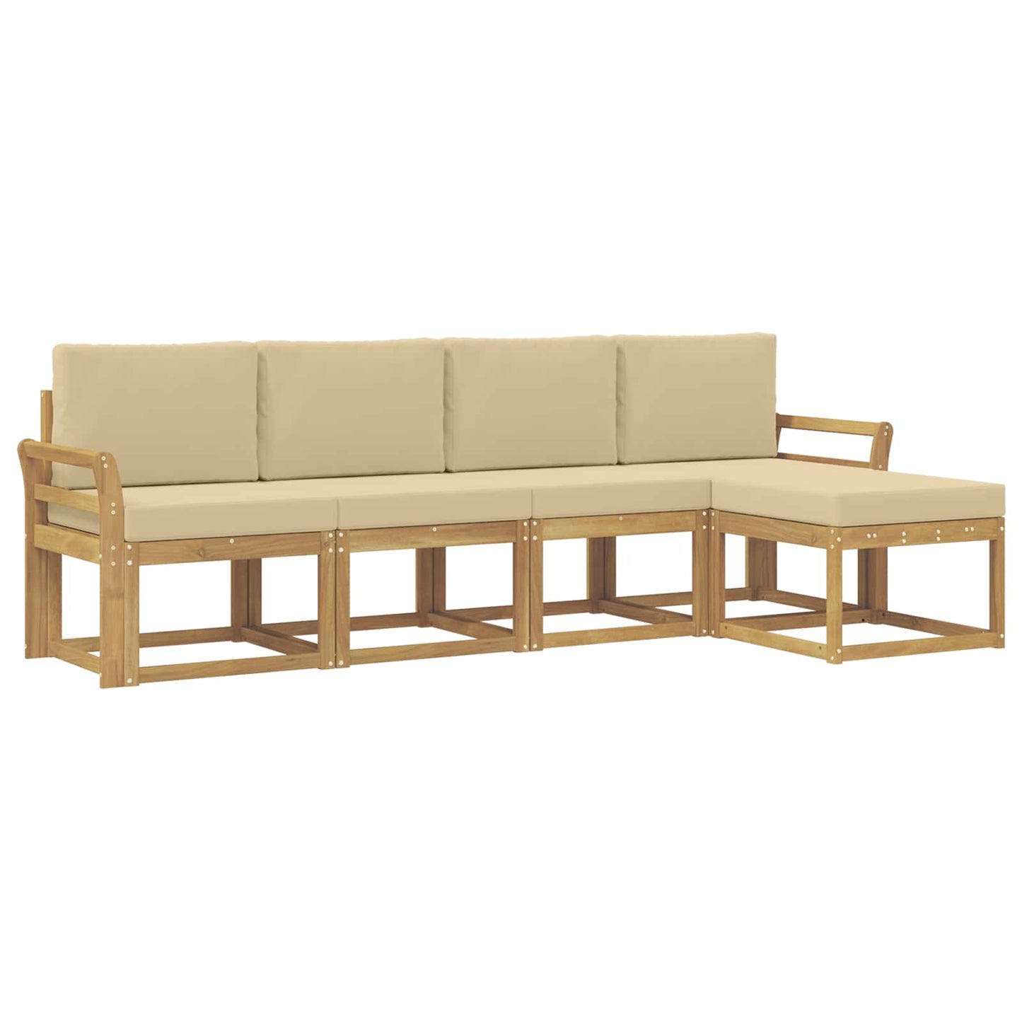 Buiten bankenset met kussen 5 pcs Wit en Beige is nu te koop bij PeponiXL, paradijselijk wonen!