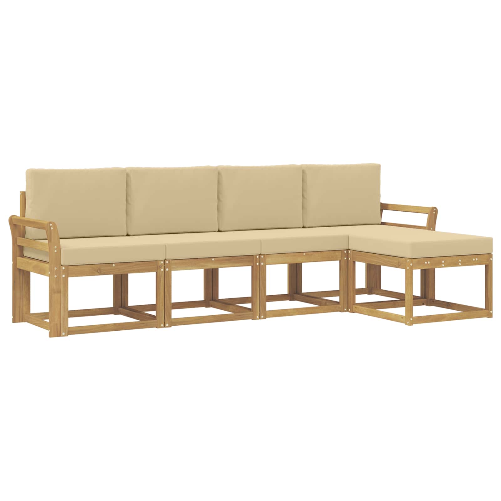 Buiten bankenset met kussen 5 pcs Wit en Beige is nu te koop bij PeponiXL, paradijselijk wonen!