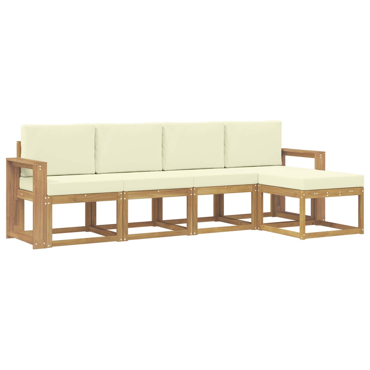 Buiten bankenset met kussen 5 pcs Wit en crèmekleurig is nu te koop bij PeponiXL, paradijselijk wonen!