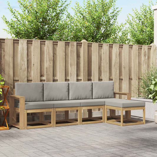 Buiten bankenset 5 pcs Wit en Lichtgrijs 257 x 122,5 x 73 cm is nu te koop bij PeponiXL, paradijselijk wonen!