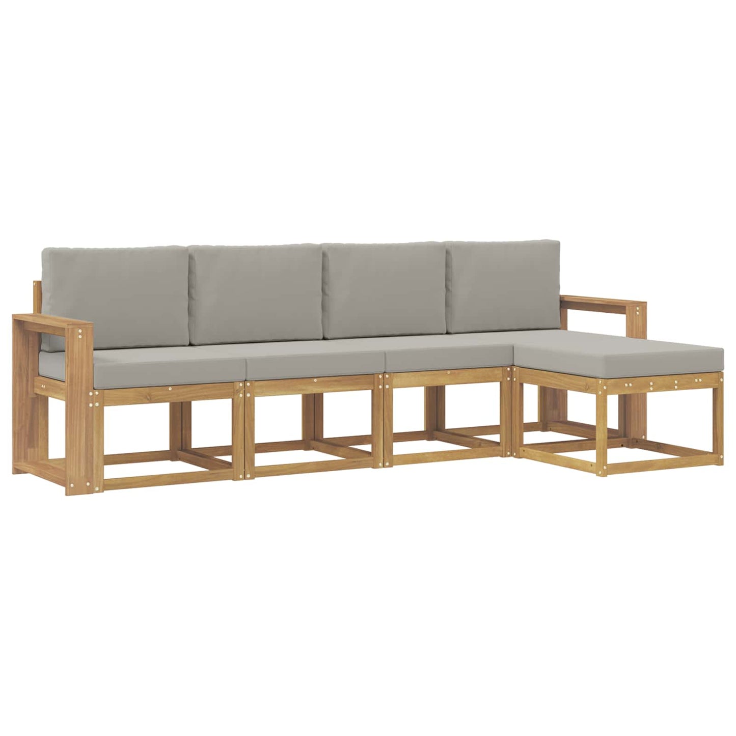 Buiten bankenset 5 pcs Wit en Lichtgrijs 257 x 122,5 x 73 cm