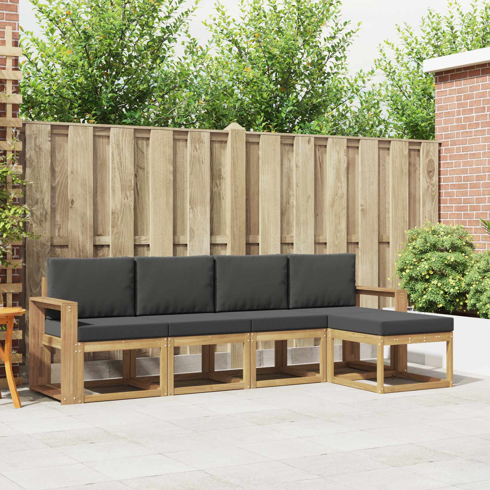 Buiten bankenset met kussen 5 pcs Wit en antracietkleurig is nu te koop bij PeponiXL, paradijselijk wonen!