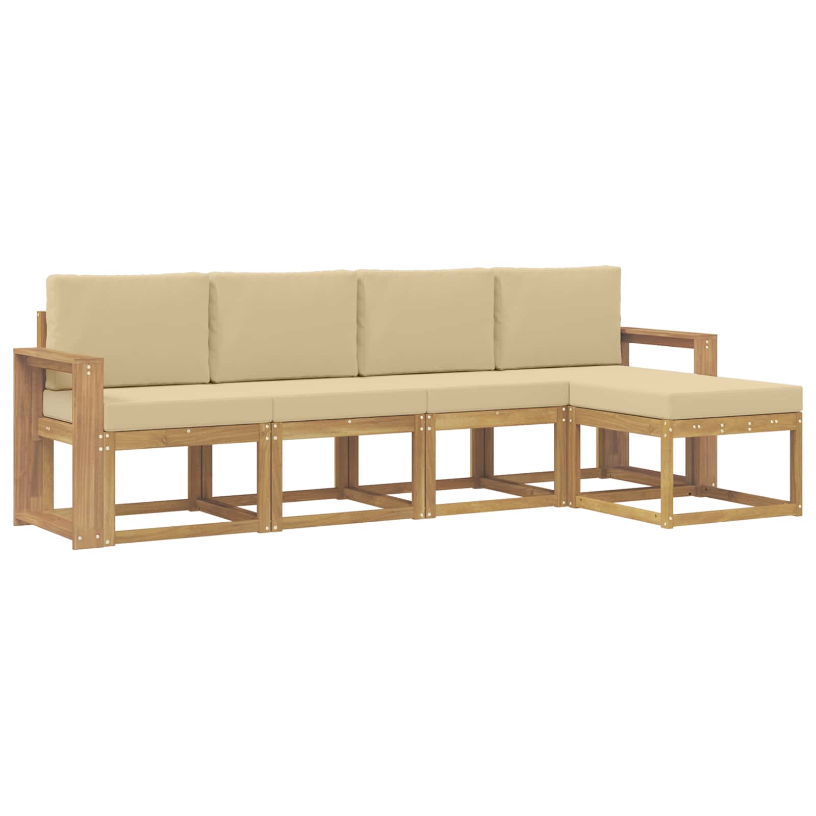 Buiten bankenset met kussen 5 pcs Wit en Beige is nu te koop bij PeponiXL, paradijselijk wonen!
