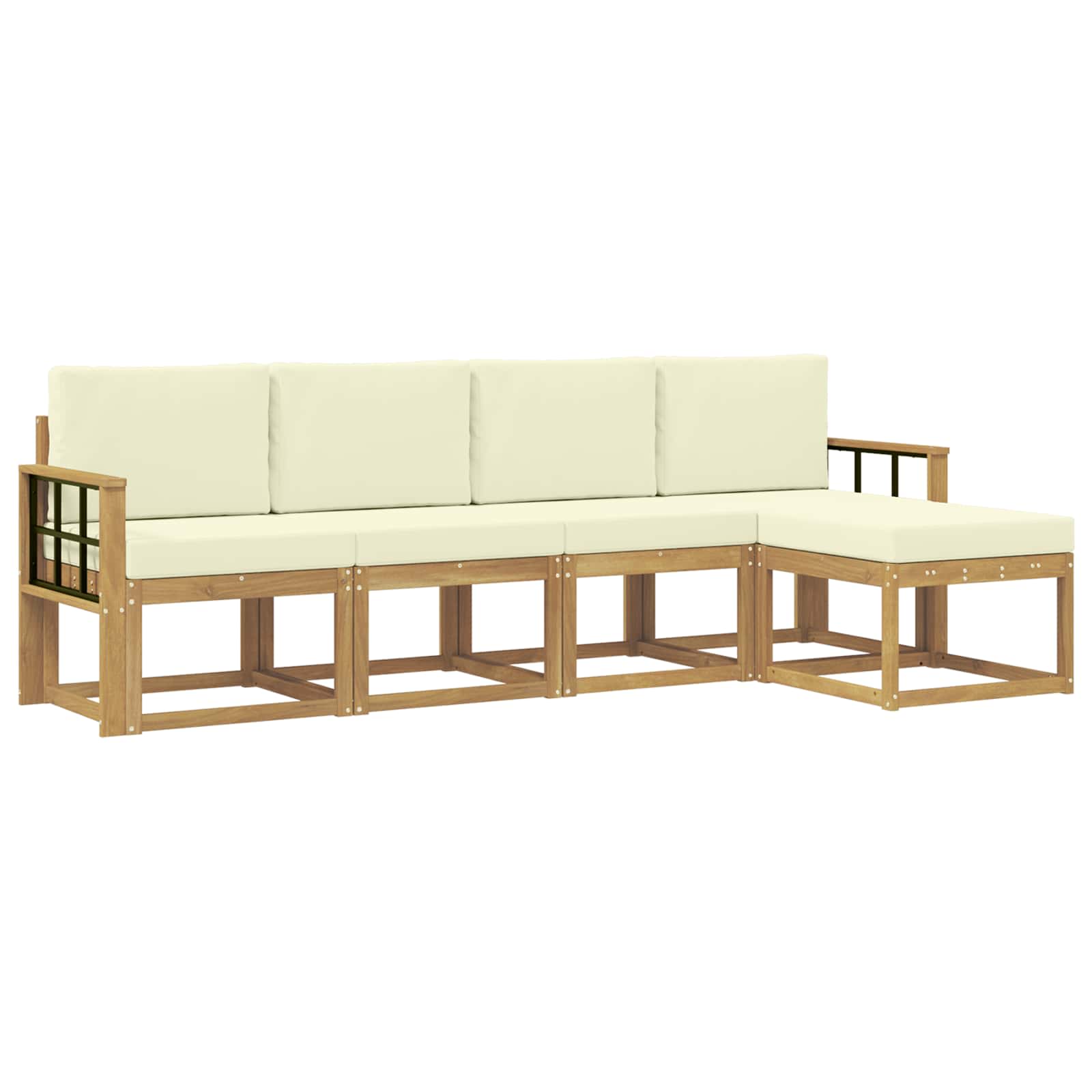 Buiten bankenset met kussen 5 pcs Wit en crèmekleurig is nu te koop bij PeponiXL, paradijselijk wonen!