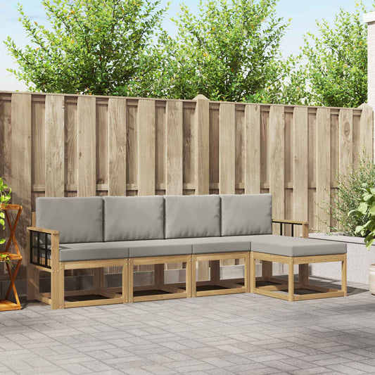 Buiten bankenset 5 pcs Wit en Lichtgrijs 249 x 122,5 x 73 cm is nu te koop bij PeponiXL, paradijselijk wonen!