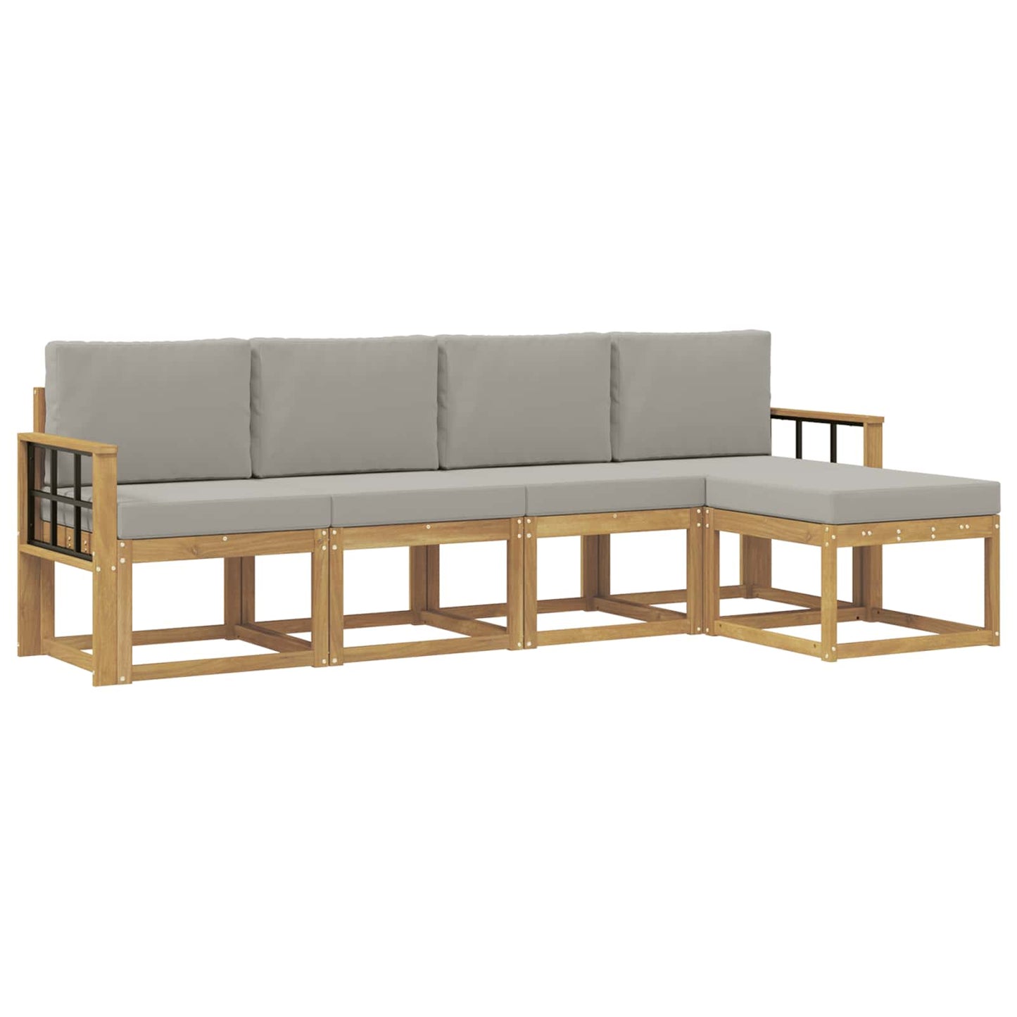 Buiten bankenset 5 pcs Wit en Lichtgrijs 249 x 122,5 x 73 cm