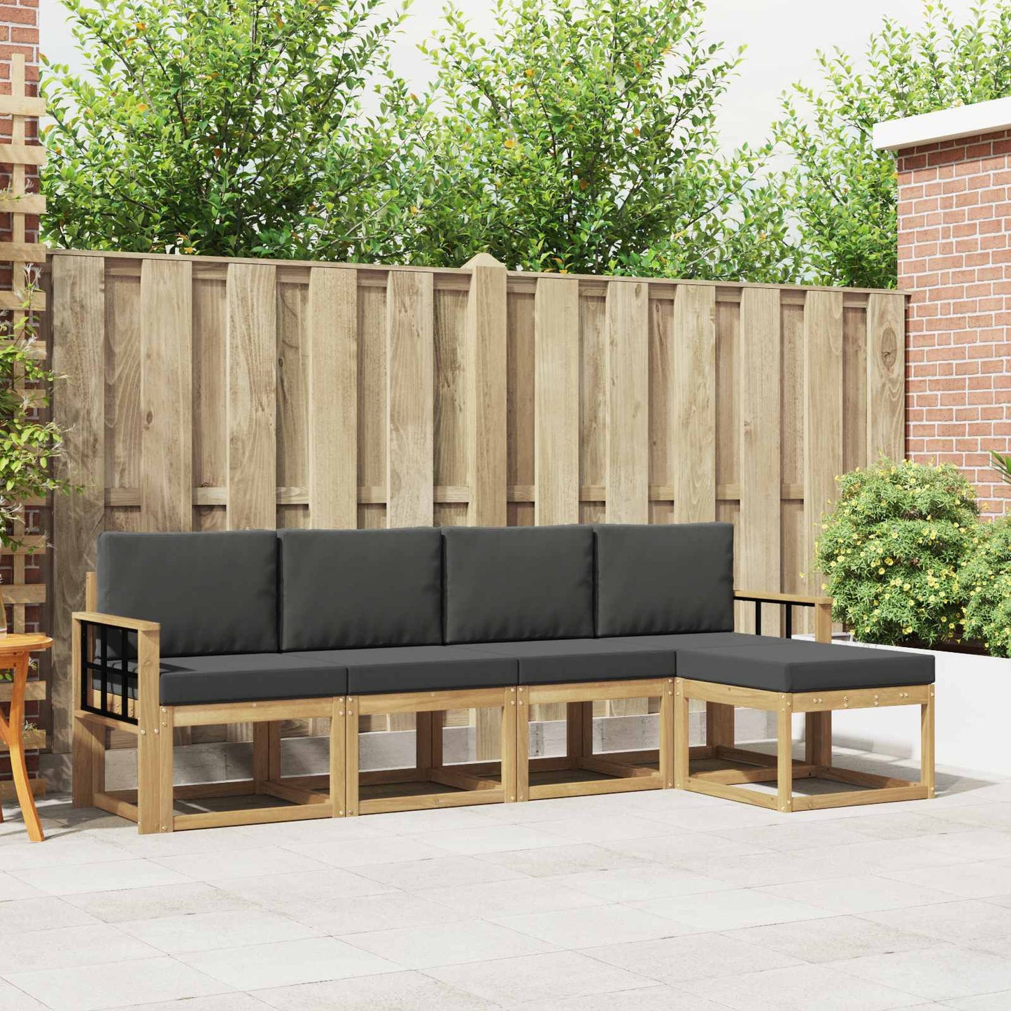 Buiten bankenset met kussen 5 pcs Wit en antracietkleurig is nu te koop bij PeponiXL, paradijselijk wonen!