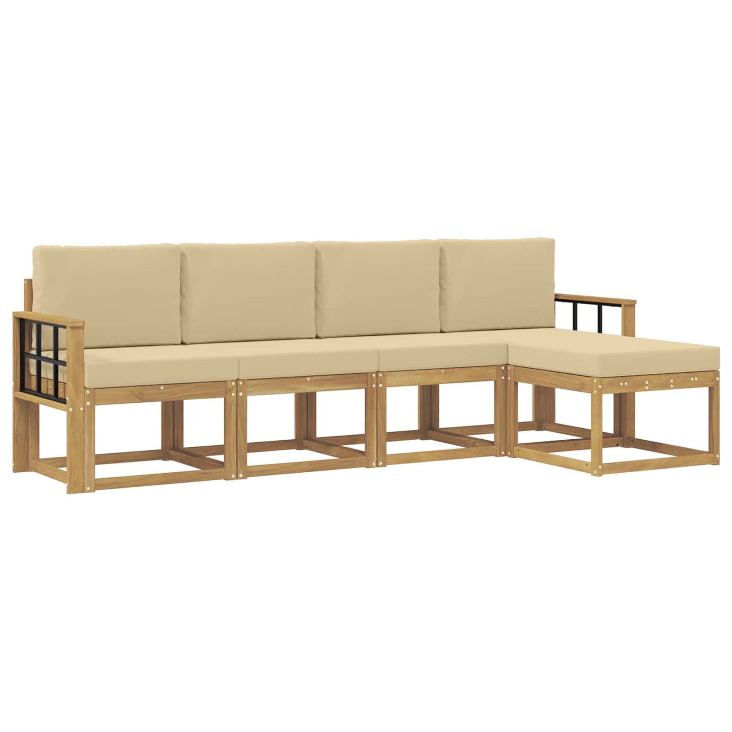 Buiten bankenset met kussen 5 pcs Wit en Beige is nu te koop bij PeponiXL, paradijselijk wonen!