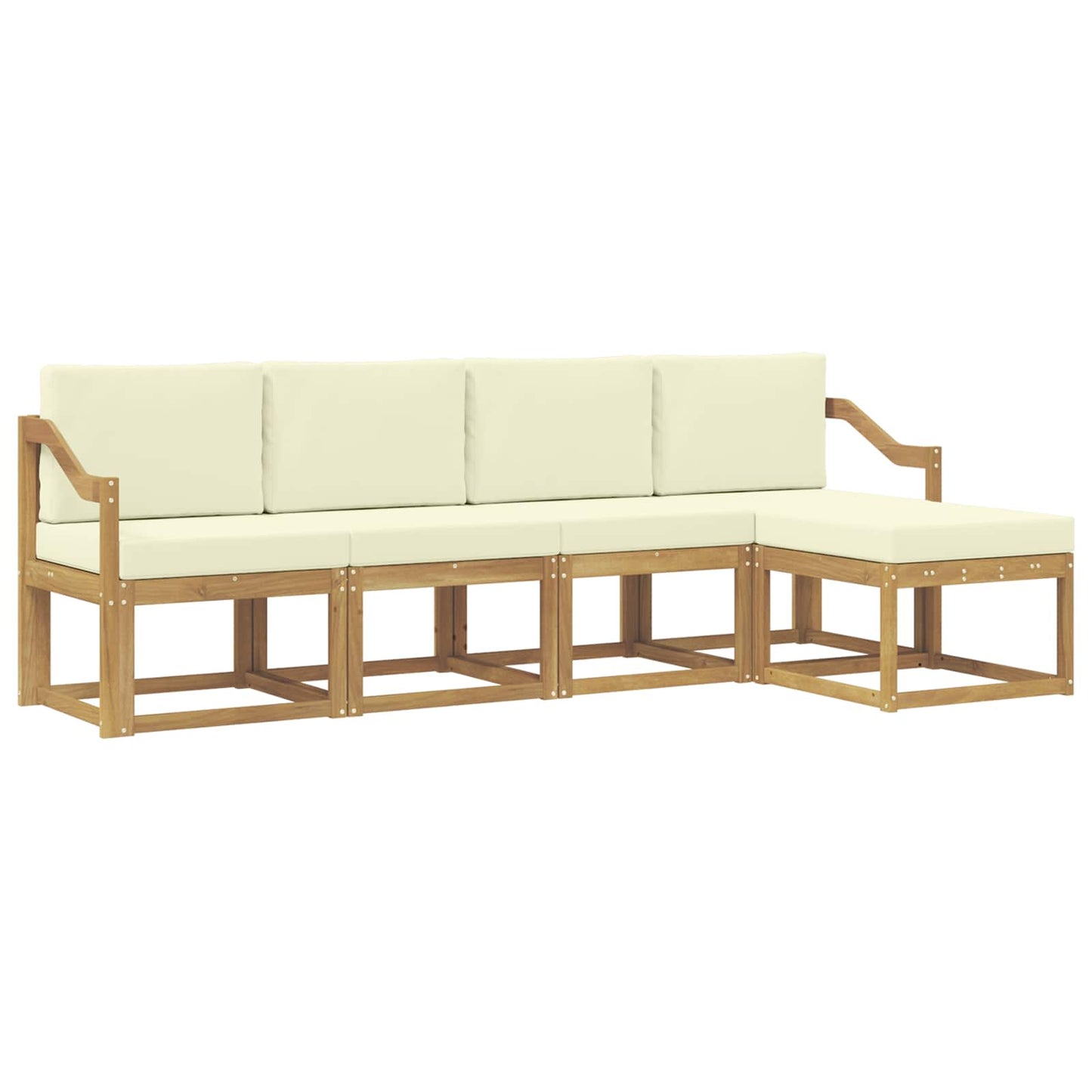 Buiten bankenset met kussen 5 pcs Wit en crèmekleurig is nu te koop bij PeponiXL, paradijselijk wonen!