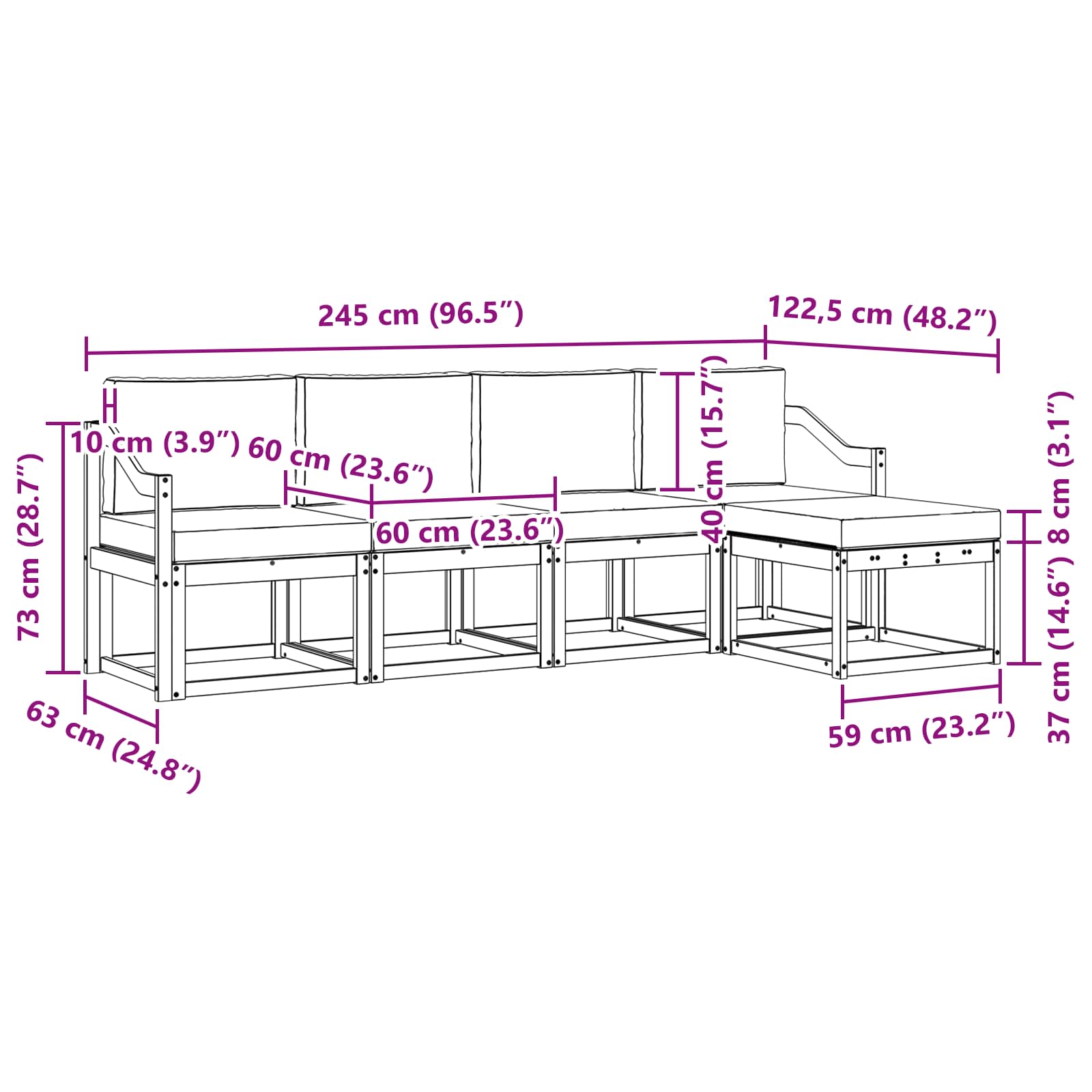 Buiten bankenset met kussen 5 pcs Wit en antracietkleurig is nu te koop bij PeponiXL, paradijselijk wonen!