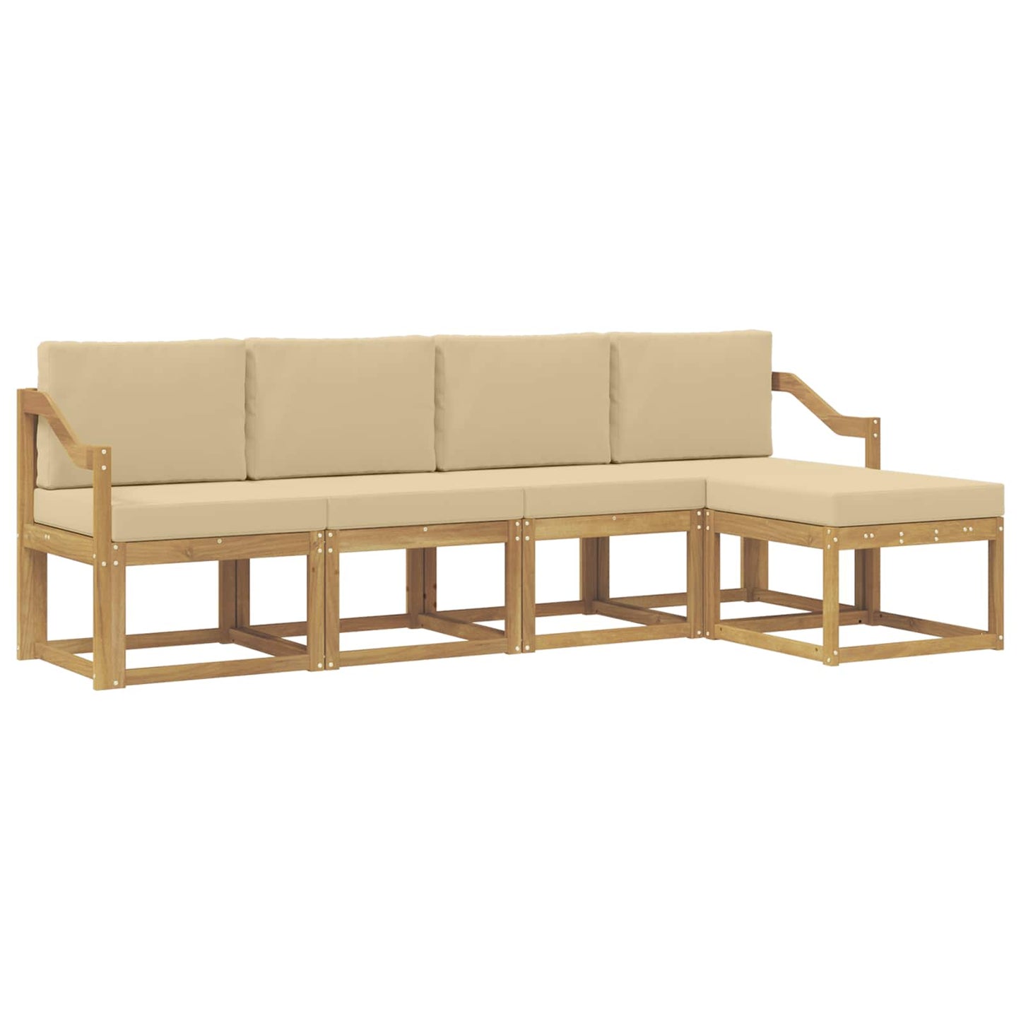 Buiten bankenset met kussen 5 pcs Wit en Beige is nu te koop bij PeponiXL, paradijselijk wonen!