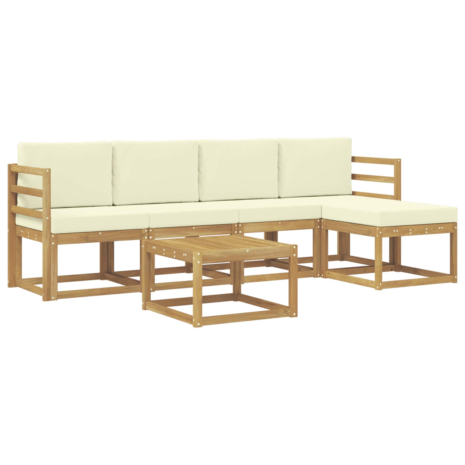 Buiten bankenset met kussen 6 pcs Wit en crèmekleurig is nu te koop bij PeponiXL, paradijselijk wonen!