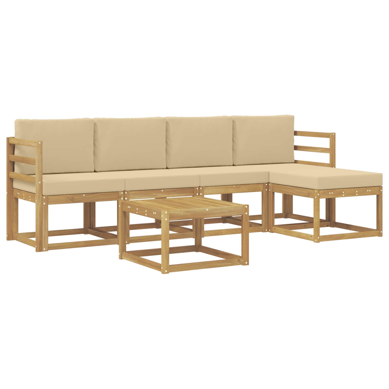 Buiten bankenset met kussen 6 pcs Wit en Beige is nu te koop bij PeponiXL, paradijselijk wonen!