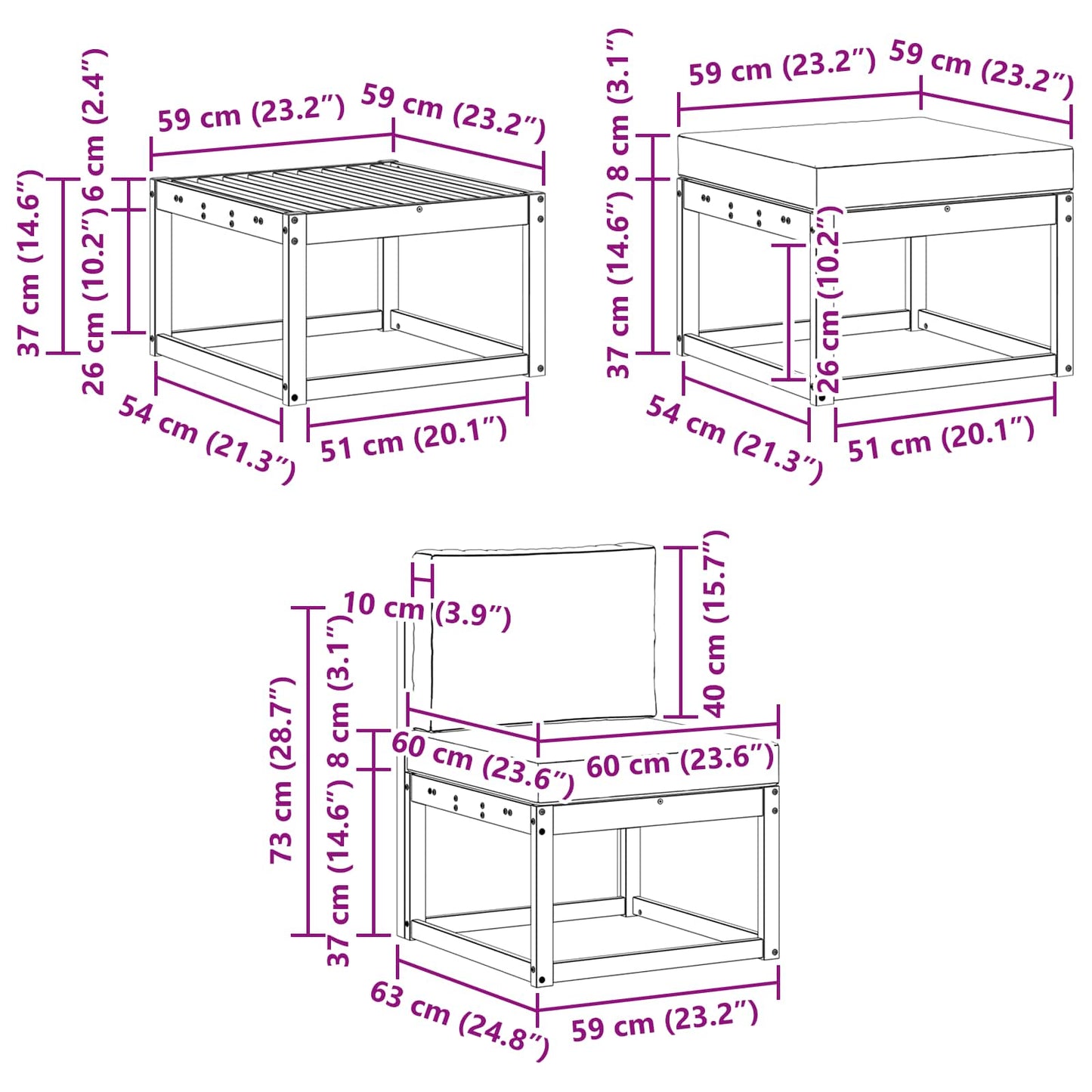 Buiten bankenset met kussen 6 pcs Wit en Beige is nu te koop bij PeponiXL, paradijselijk wonen!