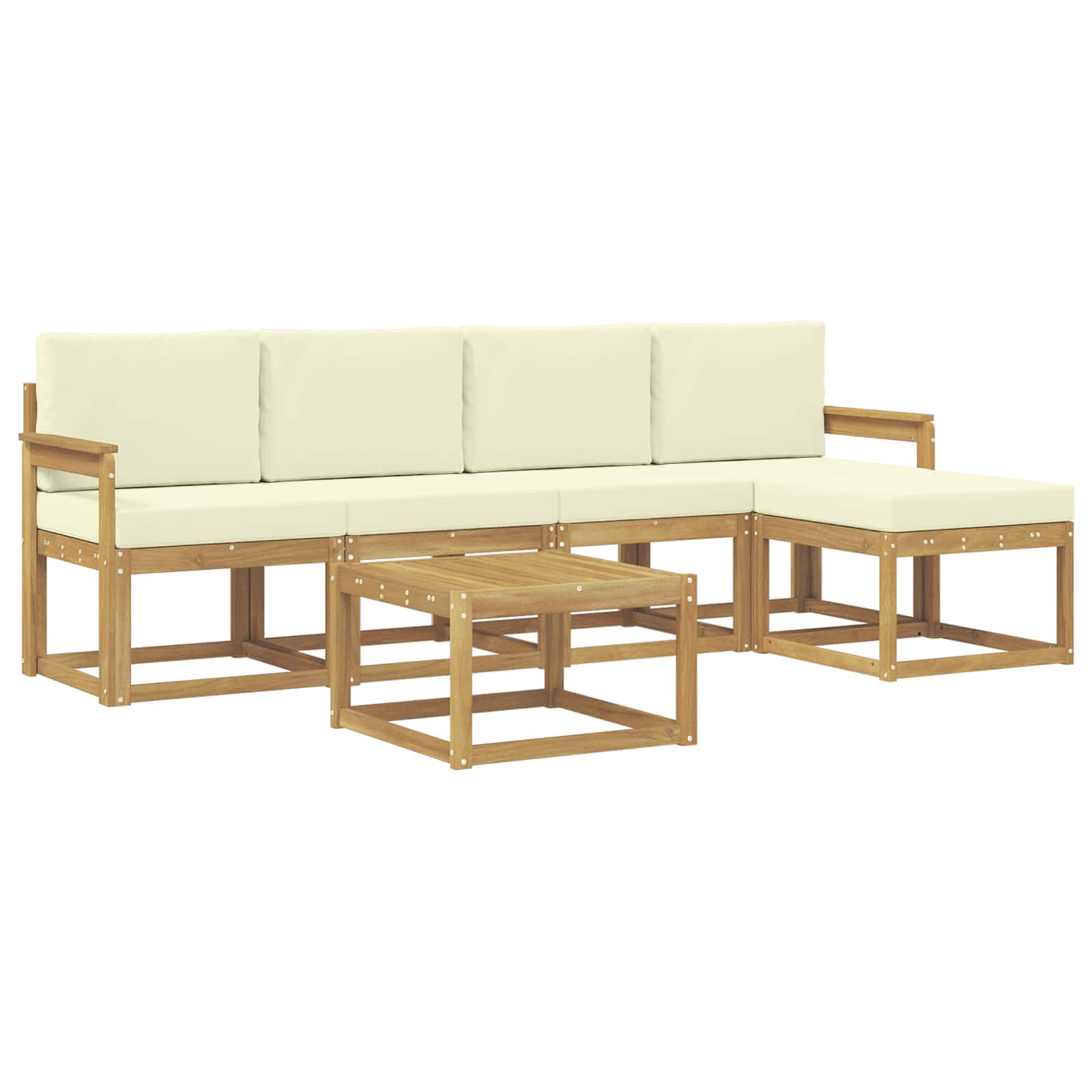 Buiten bankenset met kussen 6 pcs Wit en crèmekleurig is nu te koop bij PeponiXL, paradijselijk wonen!