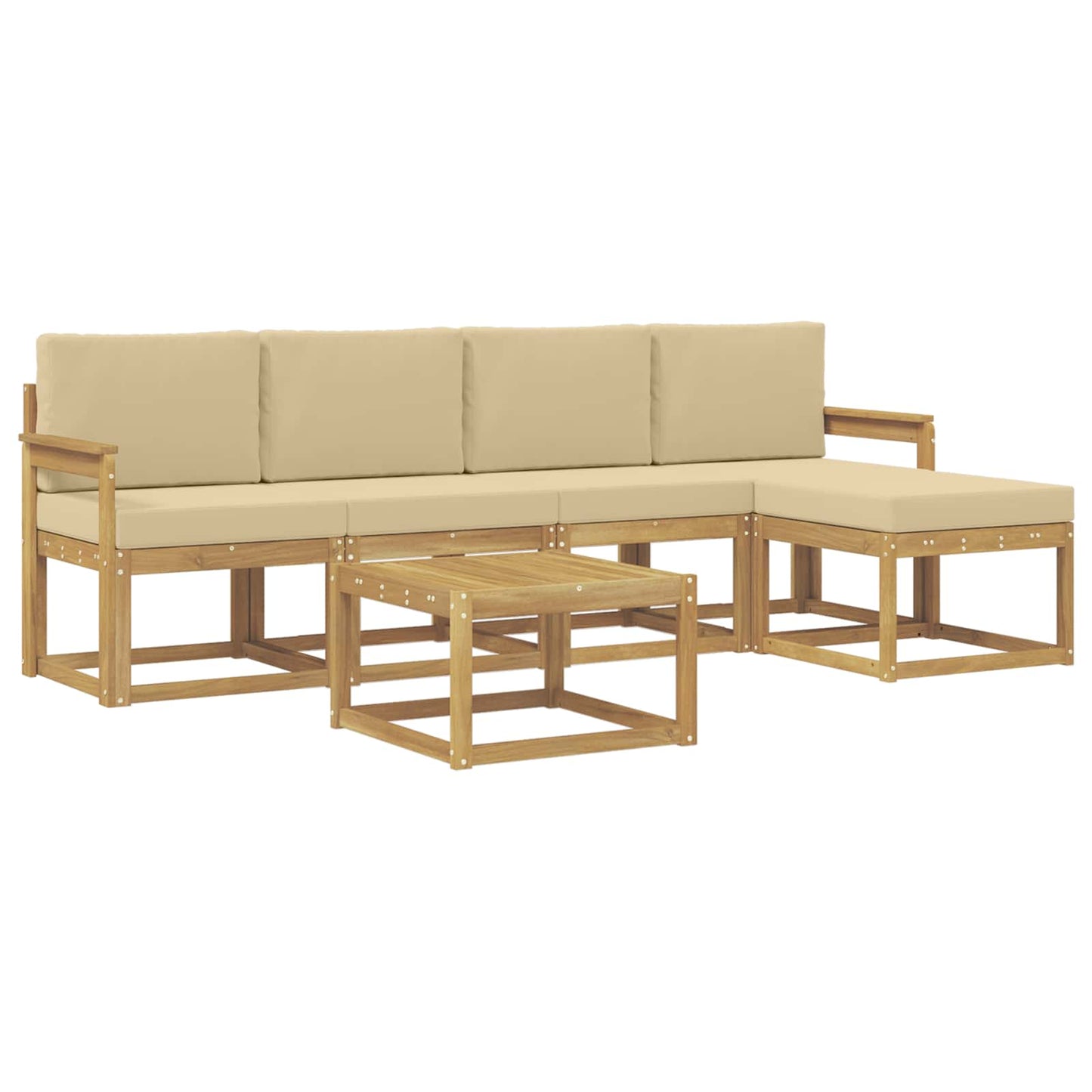 Buiten bankenset met kussen 6 pcs Wit en Beige is nu te koop bij PeponiXL, paradijselijk wonen!