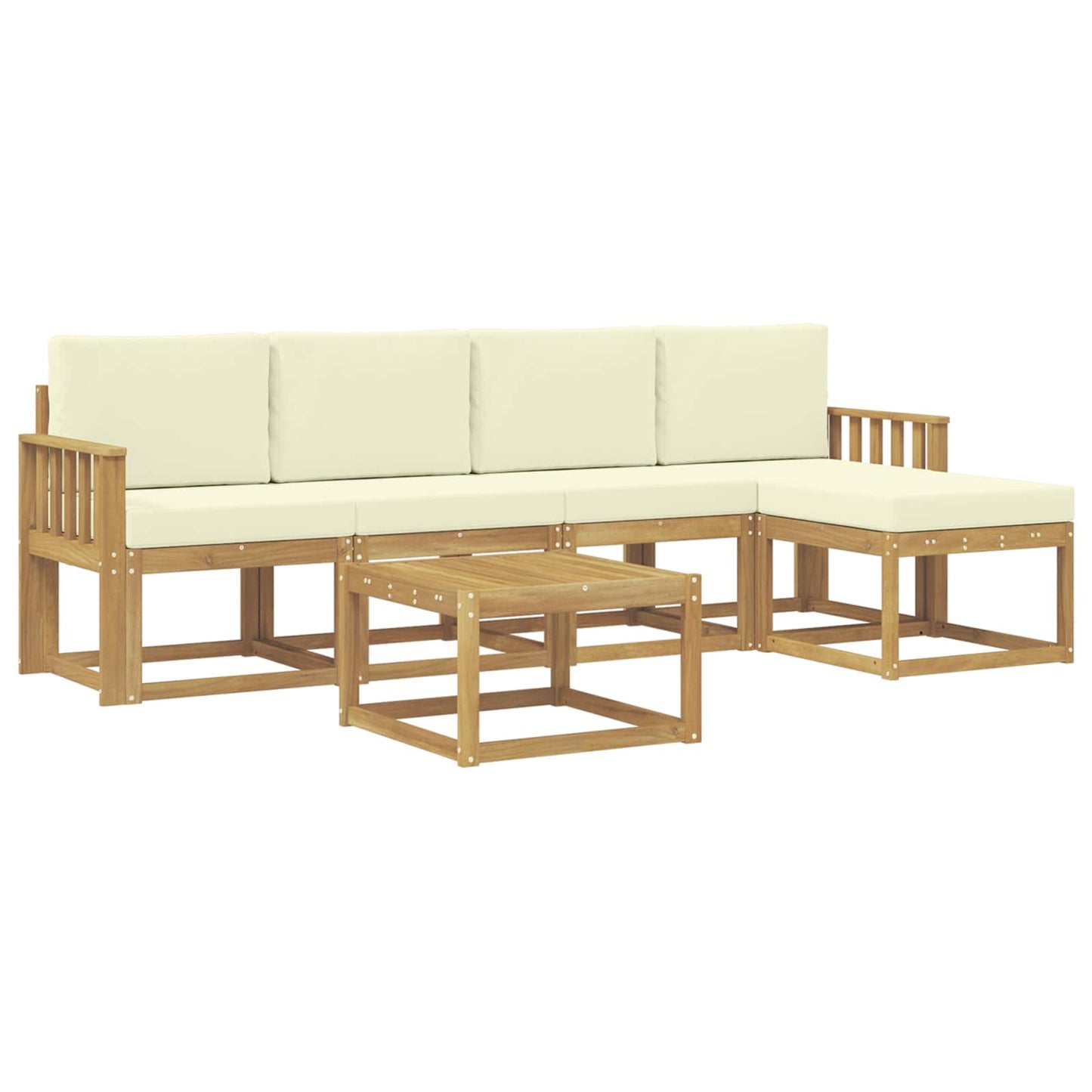 Buiten bankenset met kussen 6 pcs Wit en crèmekleurig is nu te koop bij PeponiXL, paradijselijk wonen!